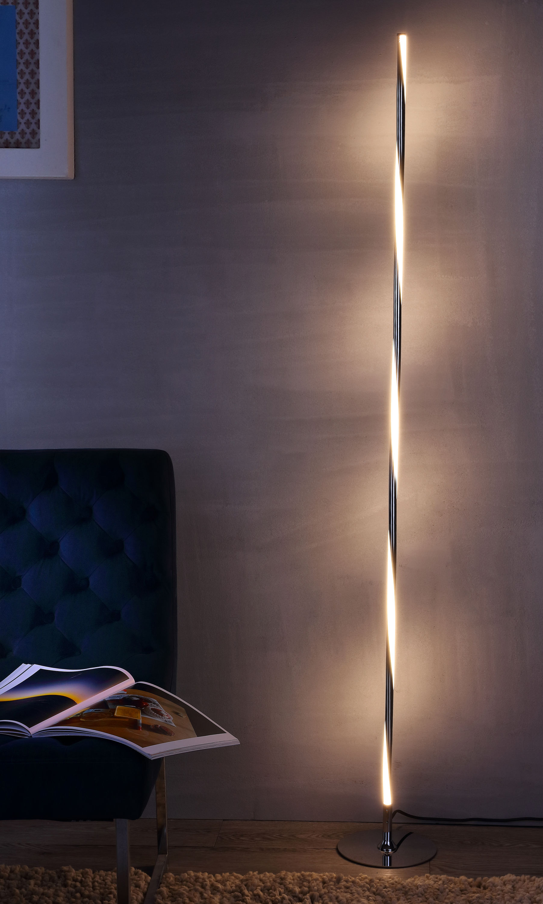 Tall Chrome LED Integrated Arc Floor Lamp