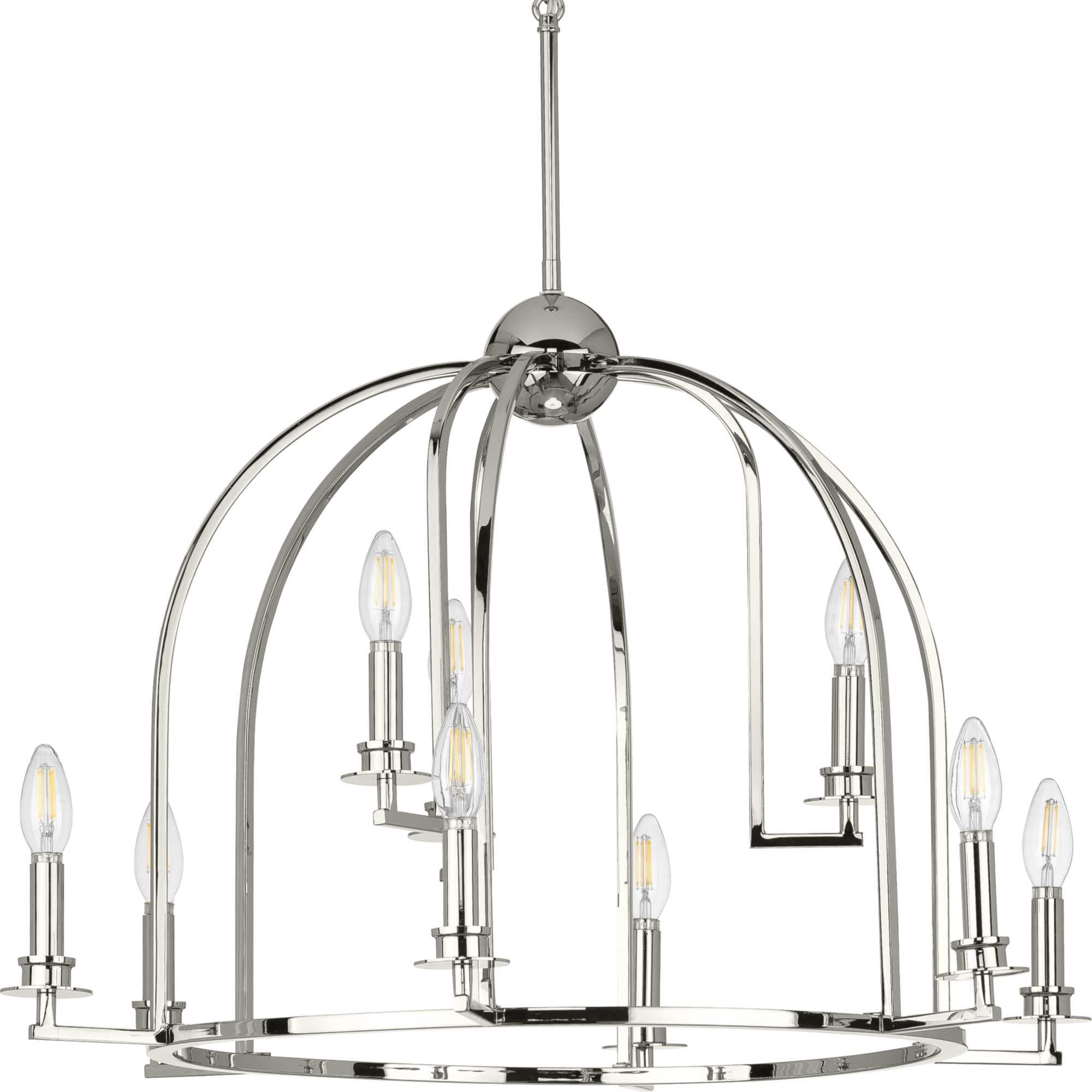 P400187-104-Progress Lighting-Seneca - Chandeliers Light - 9 Light in Farmhouse style - 30 Inches wide by 20.88 Inches high-Polished Nickel Finish
