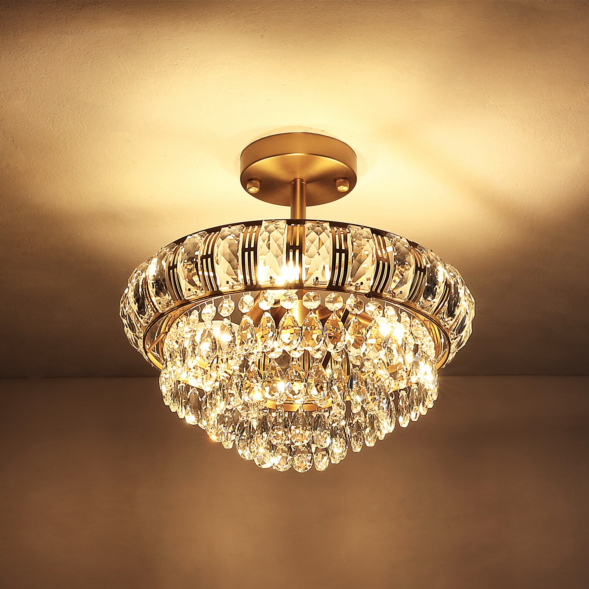 GetLedel 3-Light Empire Crystal Chandelier Gold N/A Gold