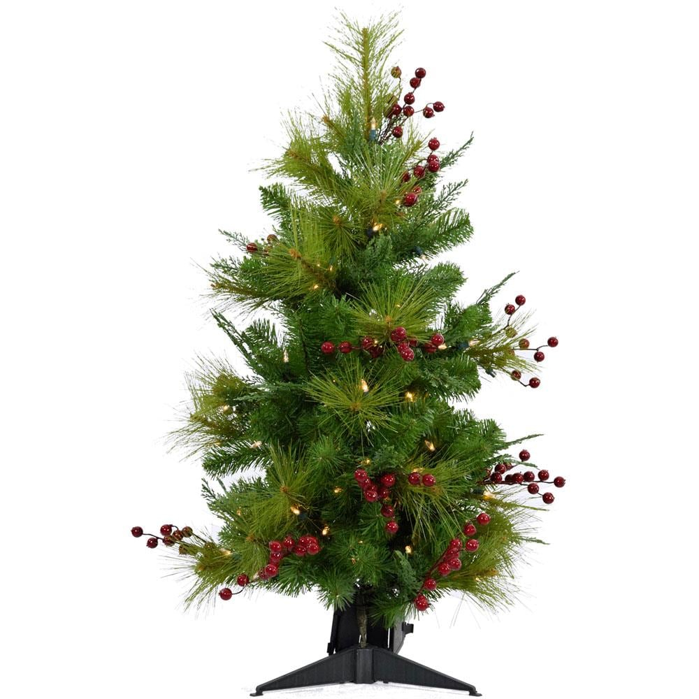 Fraser Hill Farm 2-ft. Newberry Pine Artificial Tree with Battery-Operated LED String Lights