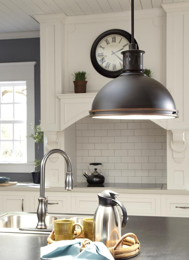Autumn Bronze Industrial Bowl Pendant with Clear Textured Glass Shade