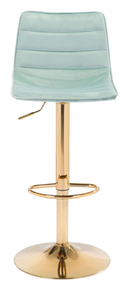 Contemporary Swivel Adjustable Bar Stool in Light Green & Gold