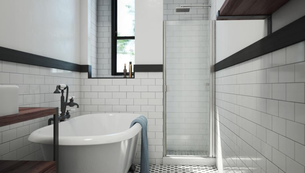 RD 24" W x 66" H Hinged Semi-Frameless Shower Door
