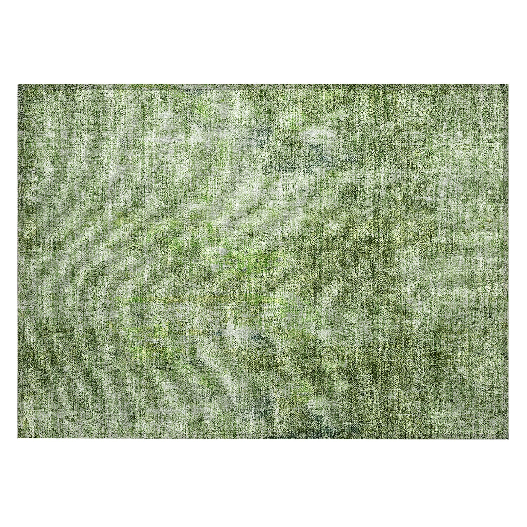 Olive Green Synthetic Flat Woven Reversible Rug 1'8" x 2'6"
