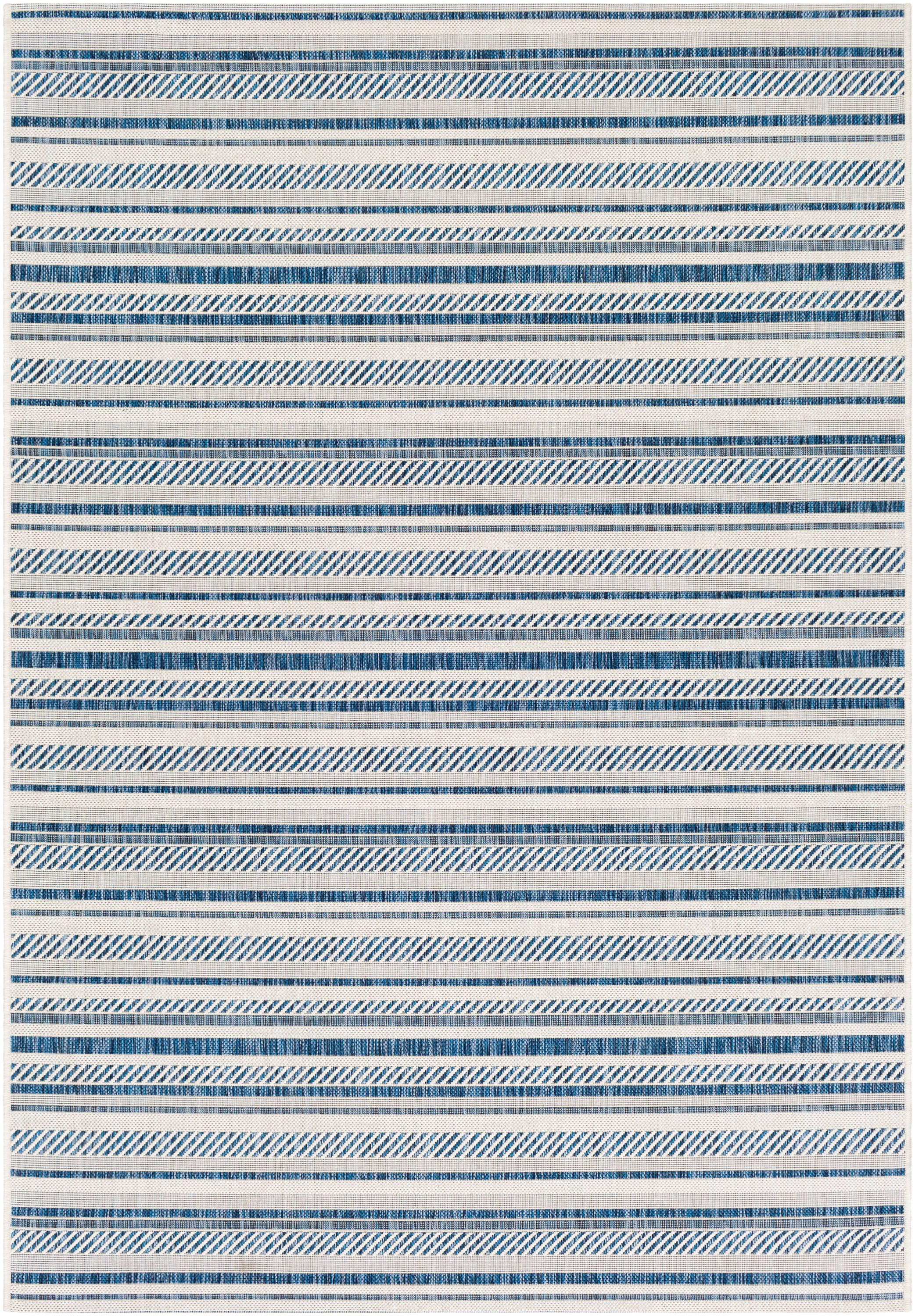Eagean Blue Reversible Synthetic Rectangular Rug 6'7" x 9'