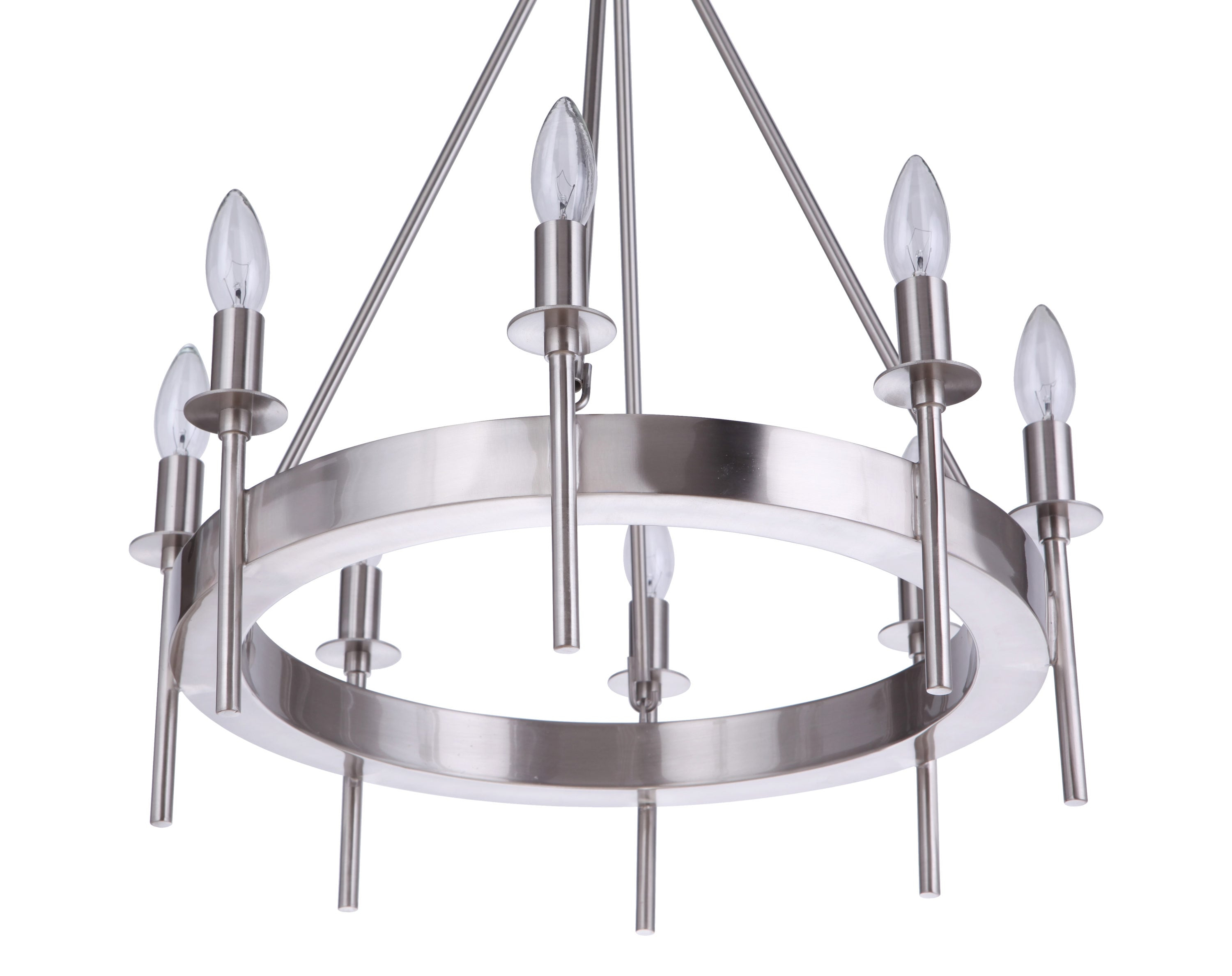 Larrson 8-Light Brushed Polished Nickel Finish Transitional Chandelier for Kitchen/Dining/Foyer, No Bulbs Included