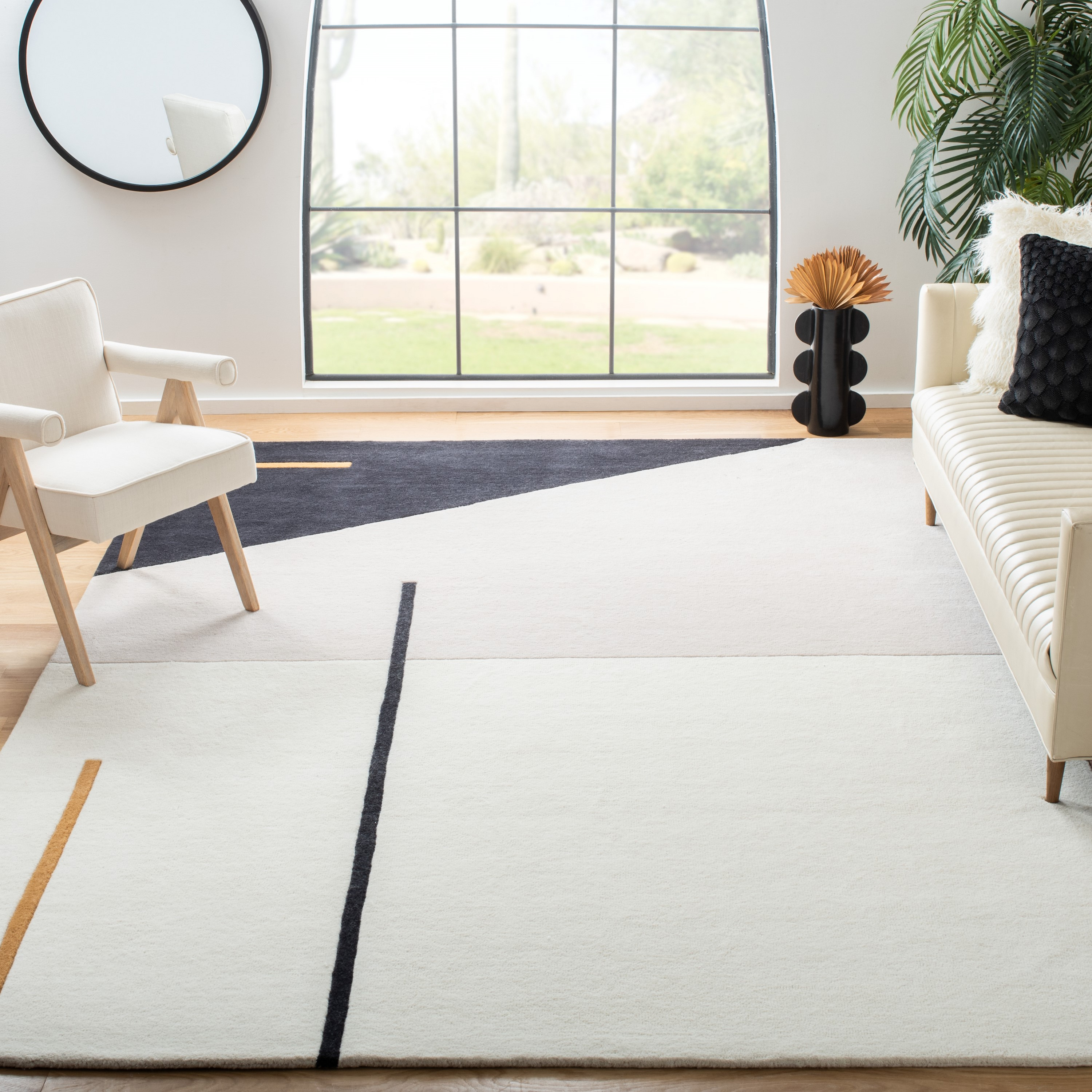 SAFAVIEH Fifth Avenue Dawa Abstract Area Rug, Ivory/Black, 10' x 14'