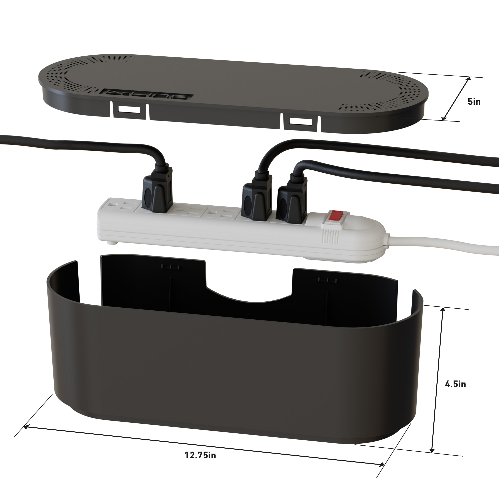 D-Line 3008441 12.75 in. ABS Cable Organizer Box, Black