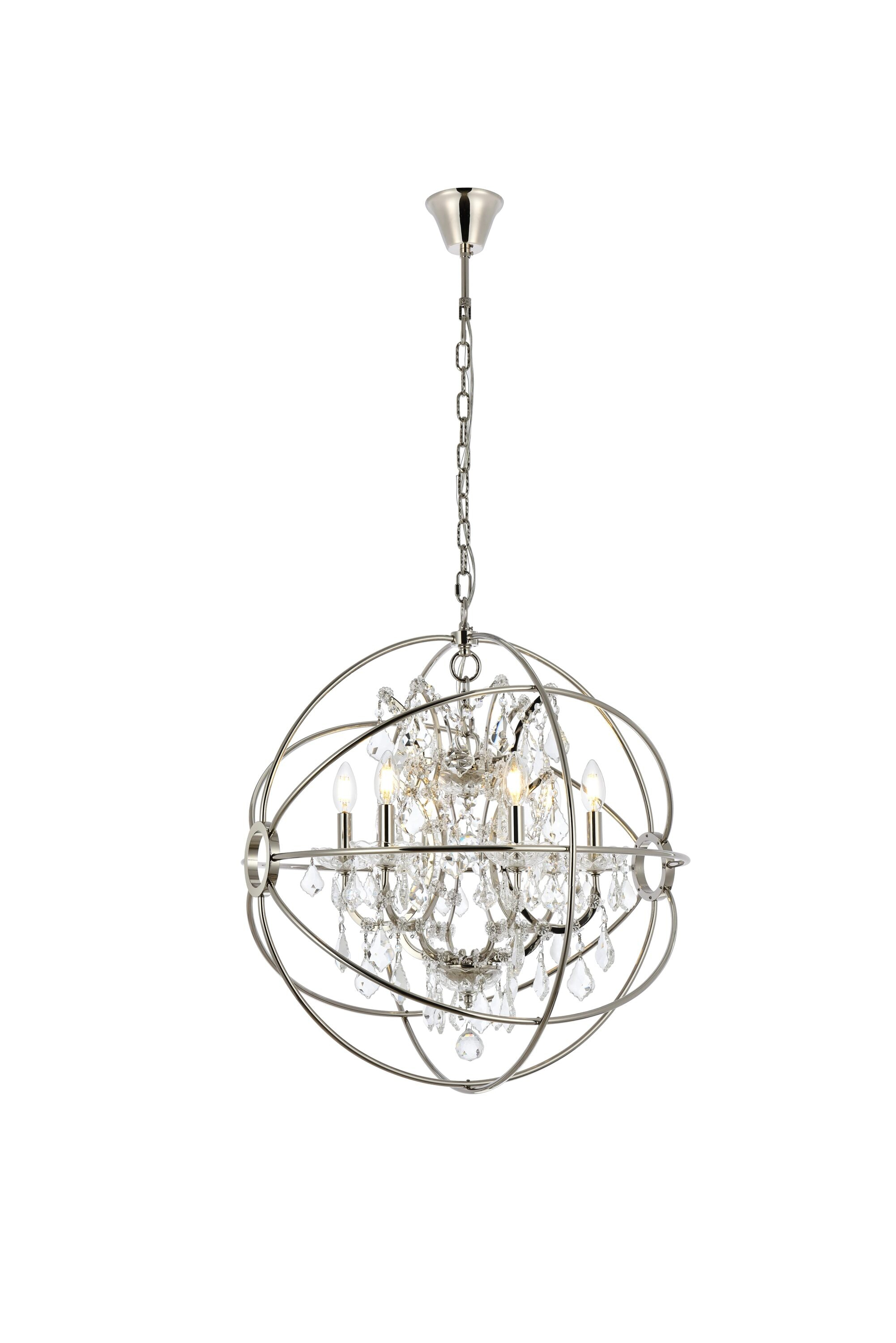 Transitional Geneva 6-Light Polished Nickel & Silver Shade Crystal Chandelier