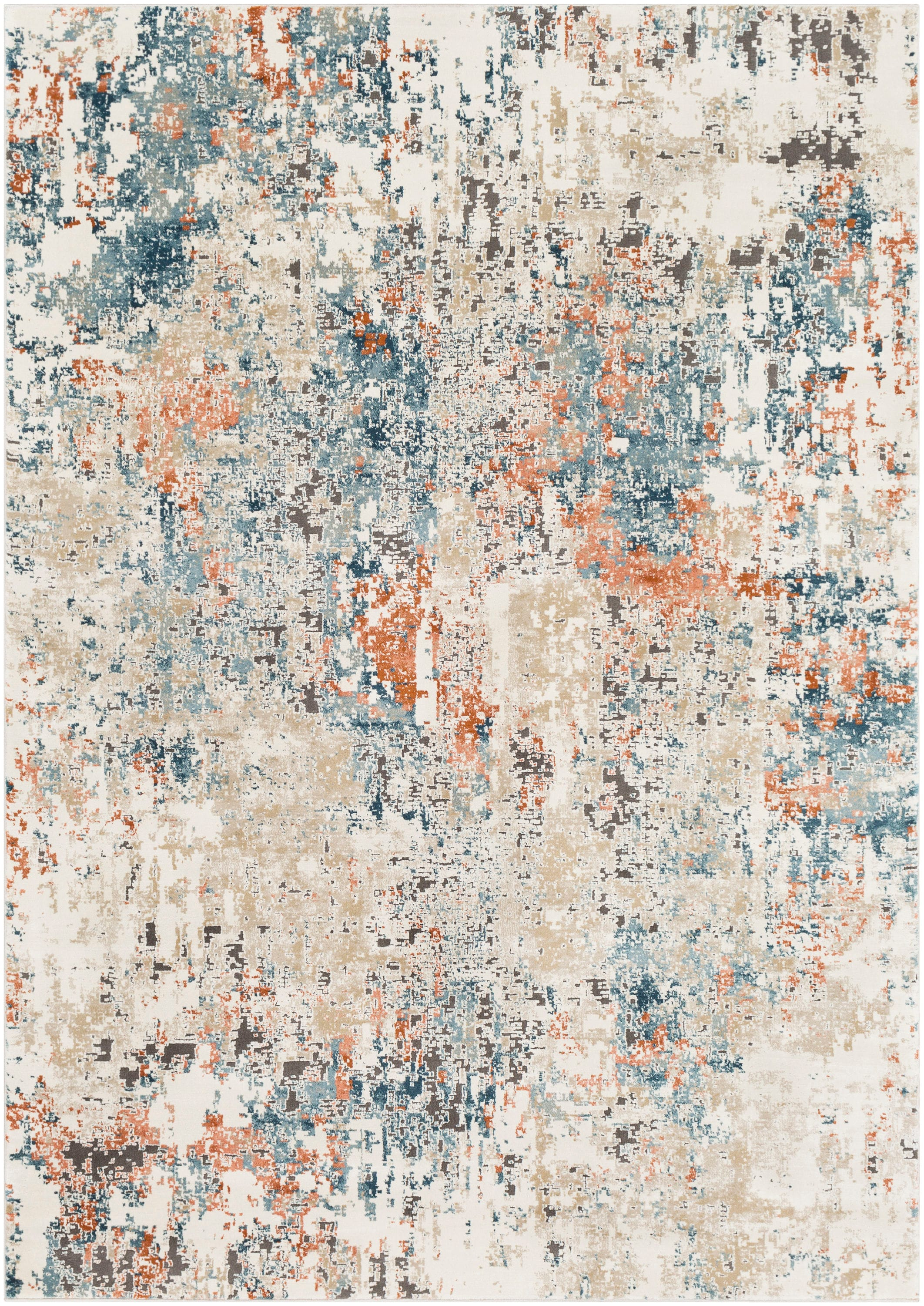 Abstract Blue Overdyed Vintage Feel 63" x 87" Synthetic Rug