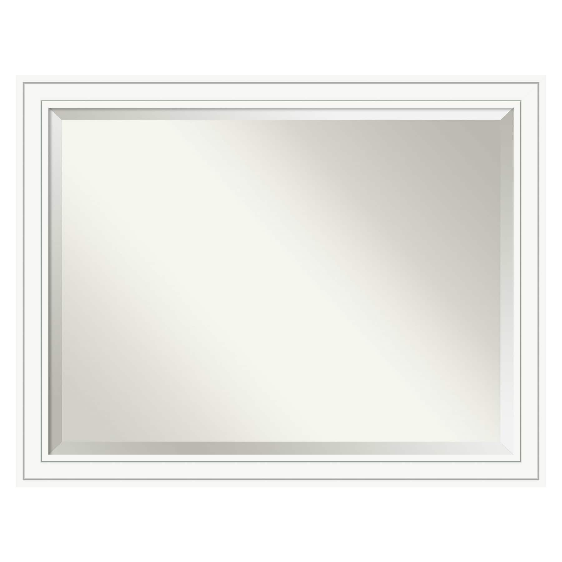 Craftsman White Beveled Wood Bathroom Wall Mirror
