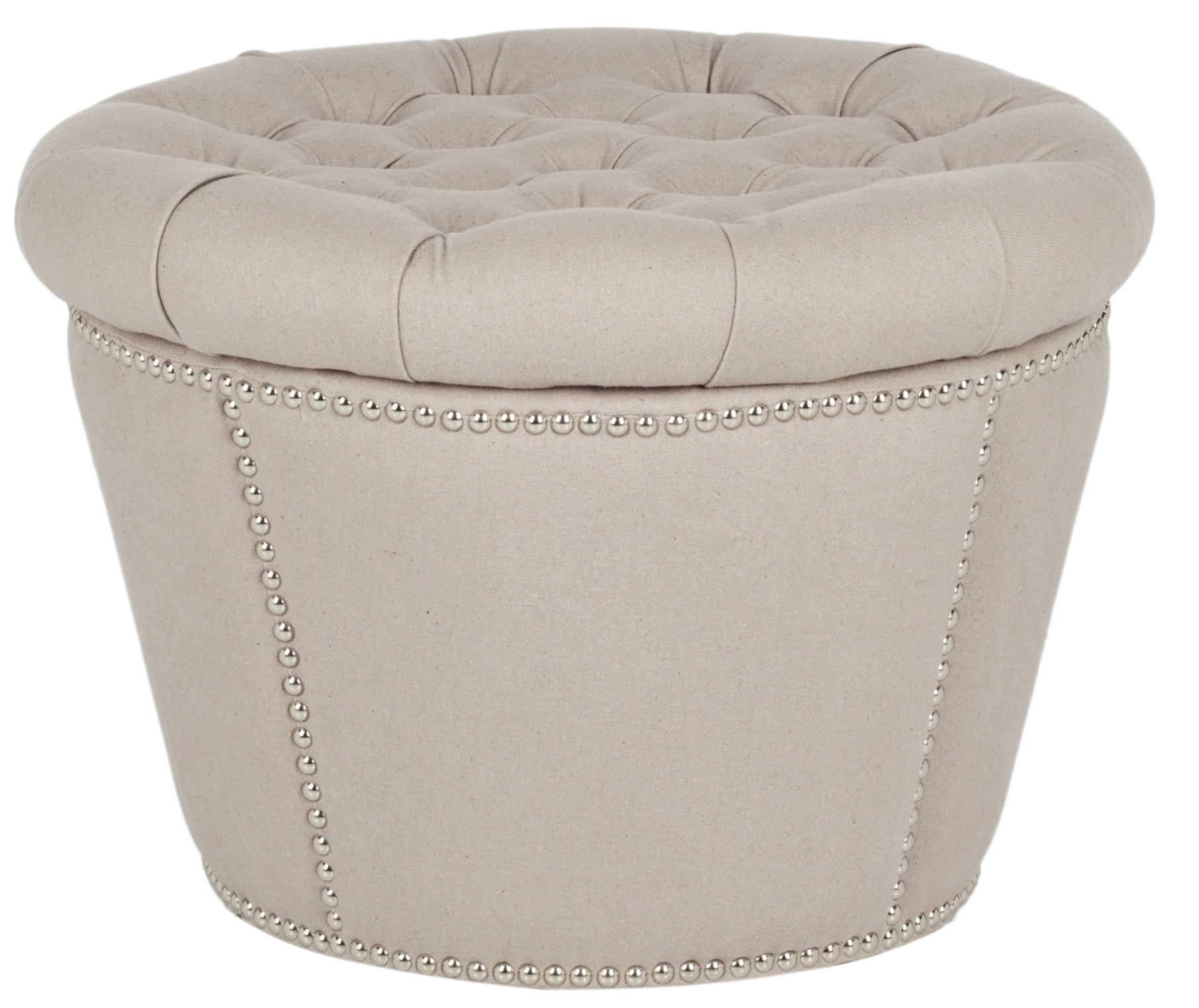 SAFAVIEH Vanessa Ottoman Silver Nail Head Taupe