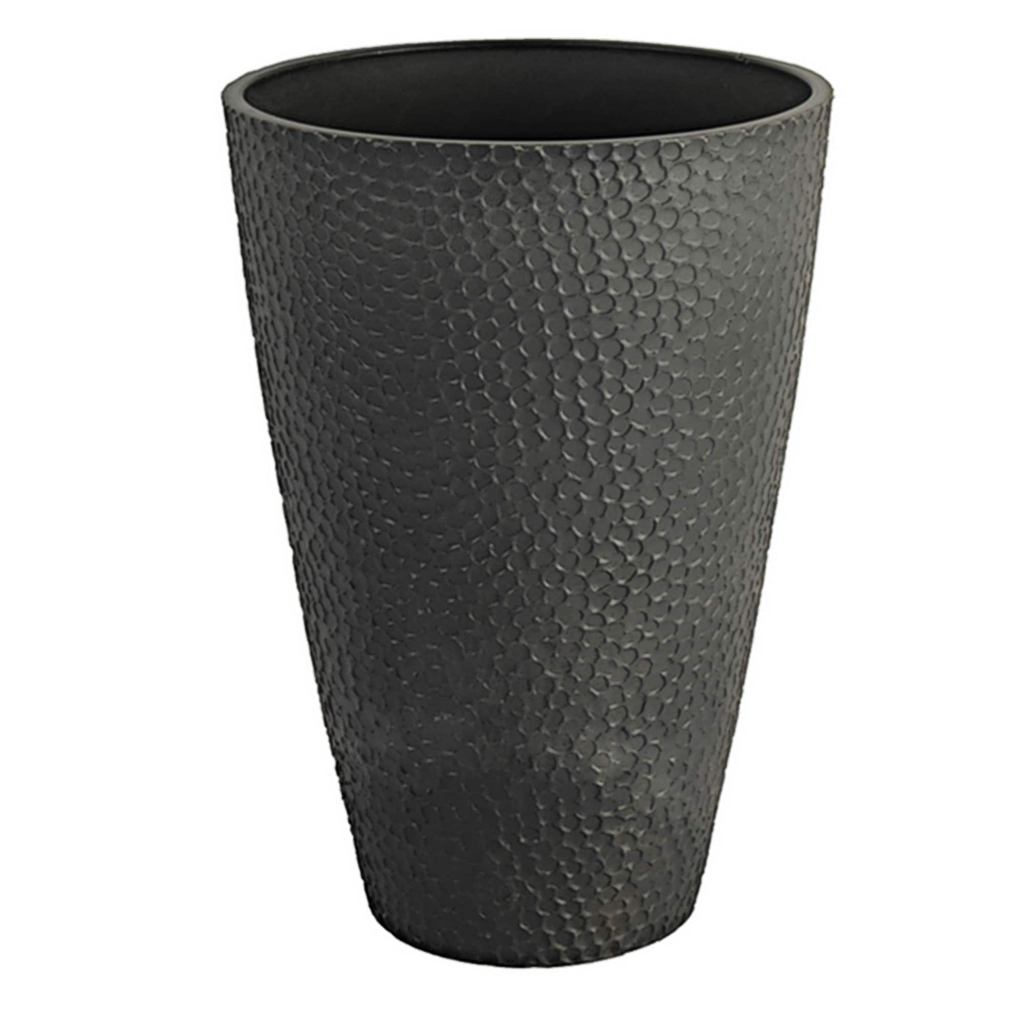 Algreen Products Valencia 14.5"x 14.5"x 20" Round Gray Stone and Resin Plant Planter