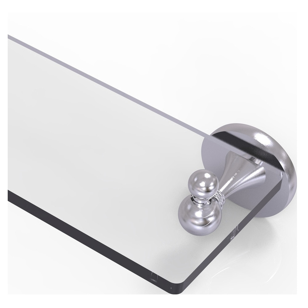 Shadwell Collection 22 in. W Glass Vanity Shelf with Beveled Edges in Satin Chrome
