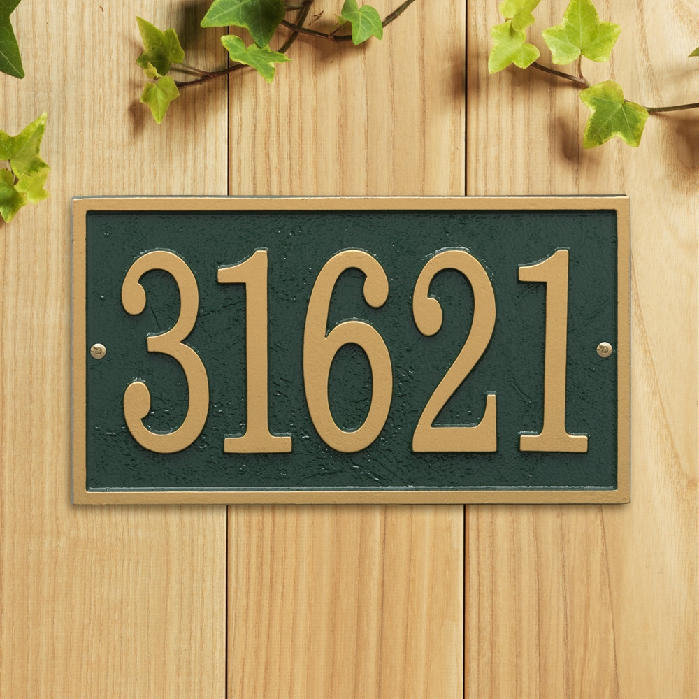 Green and Gold Aluminum Rectangle Address Plaque