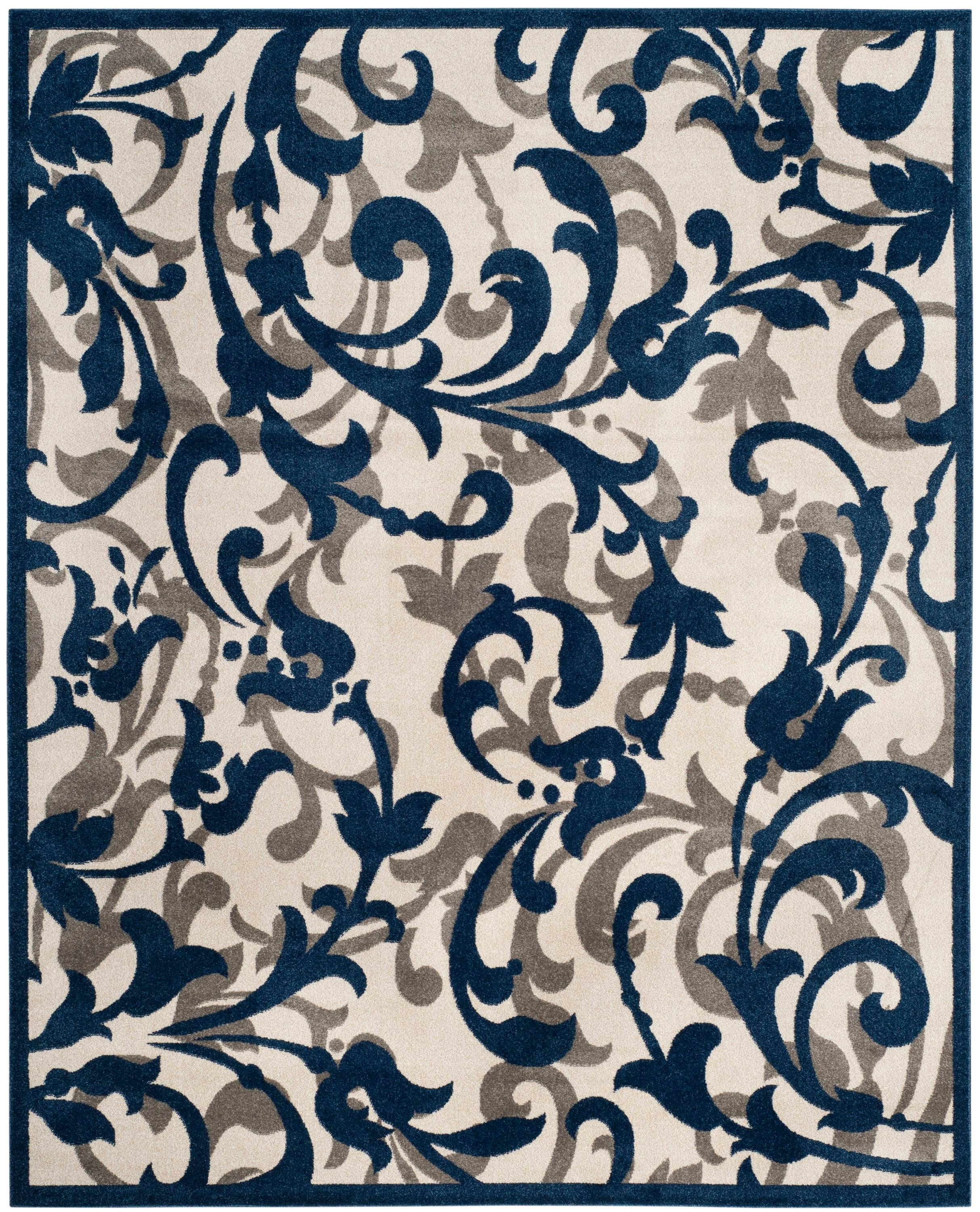 SAFAVIEH Amherst Millard Floral Area Rug, Ivory/Navy, 8' x 10'