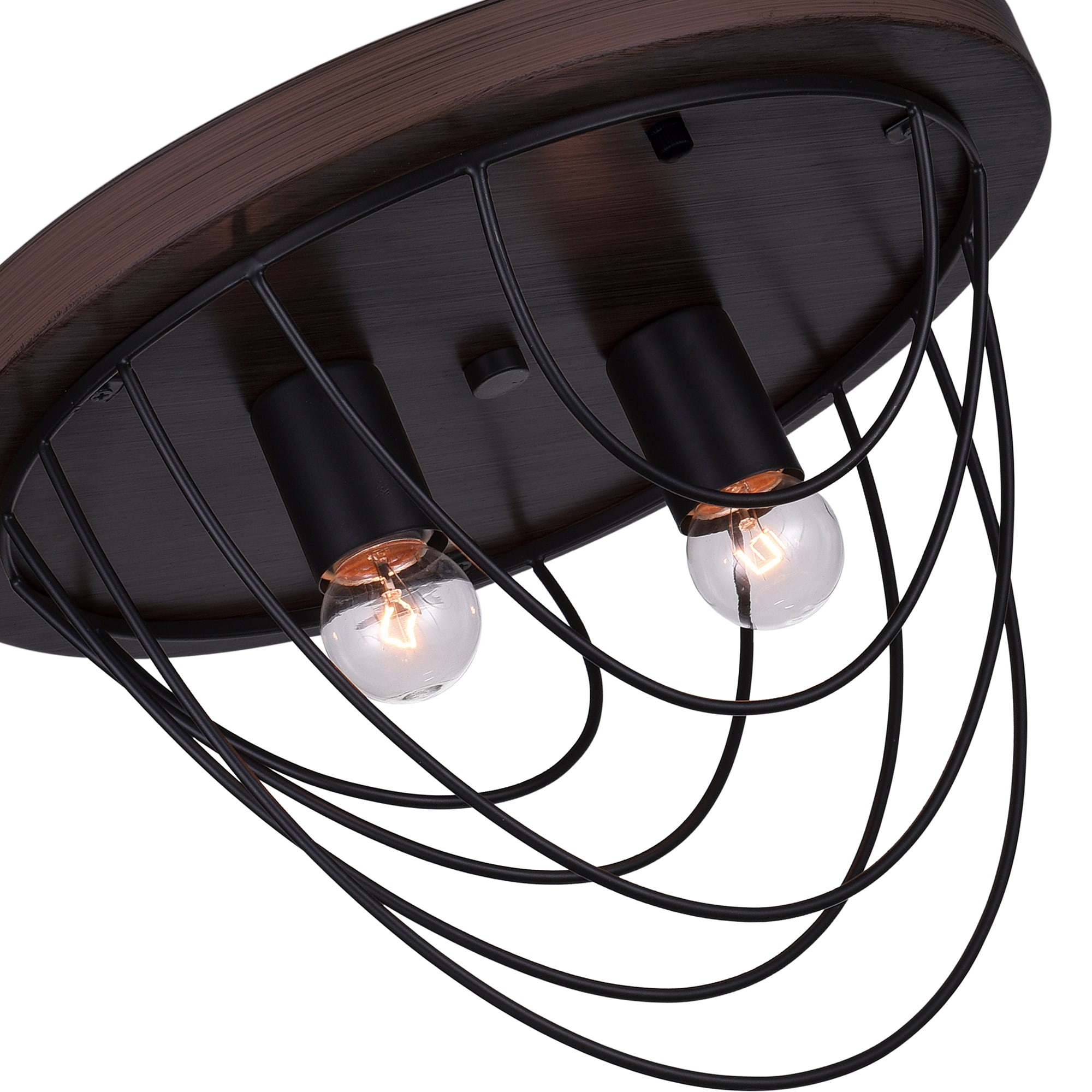 CWI Lighting Gala 2 Light Farmhouse Metal Flush Mount in Black