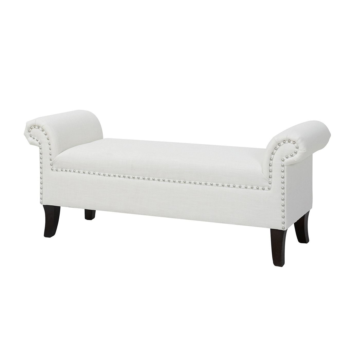 Kathy Roll Arm Entryway Accent Bench Bright White