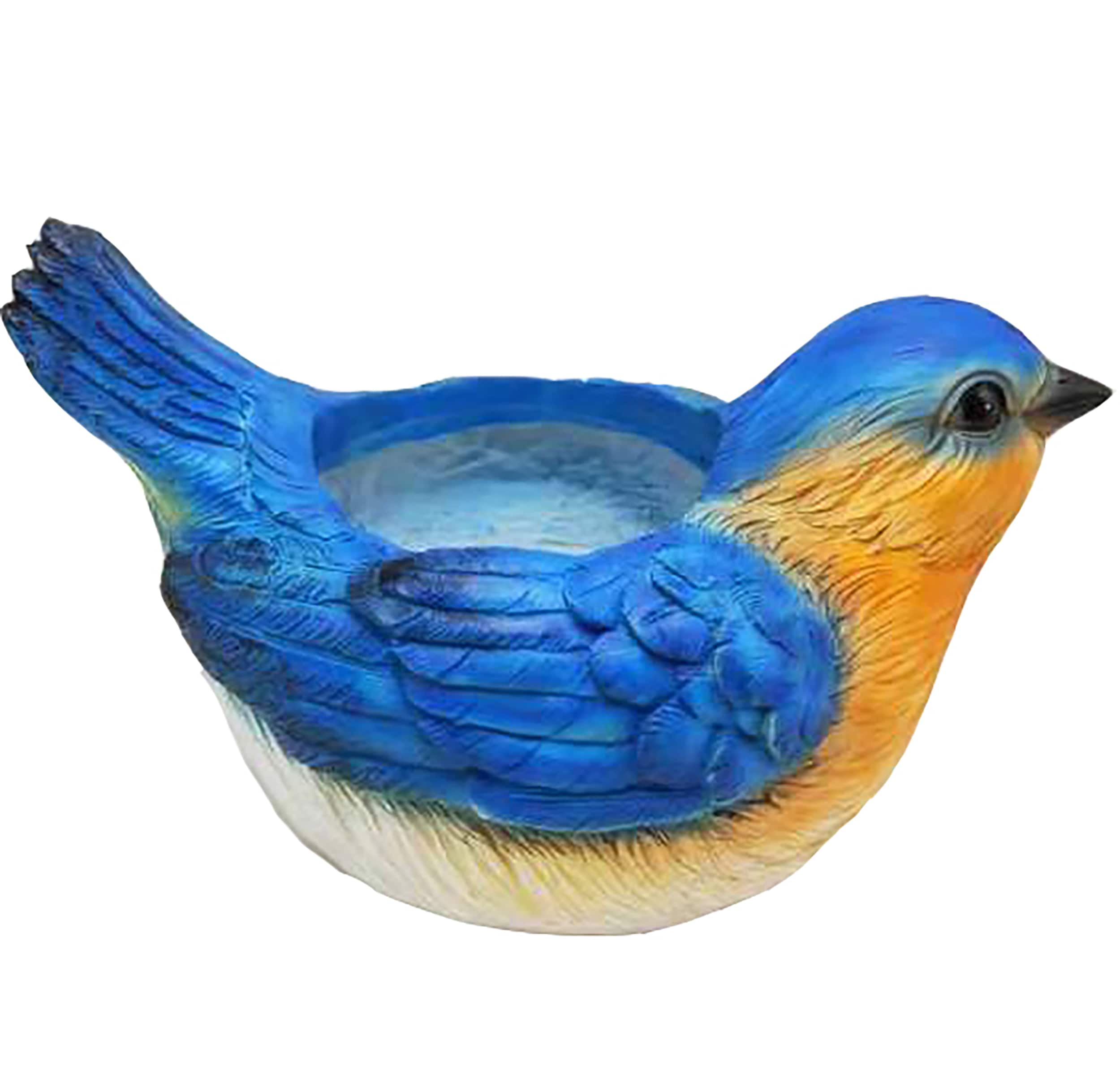 Esschert Design Sitting Bluebird Outdoor Garden Planter - 15.5" - Blue and Orange