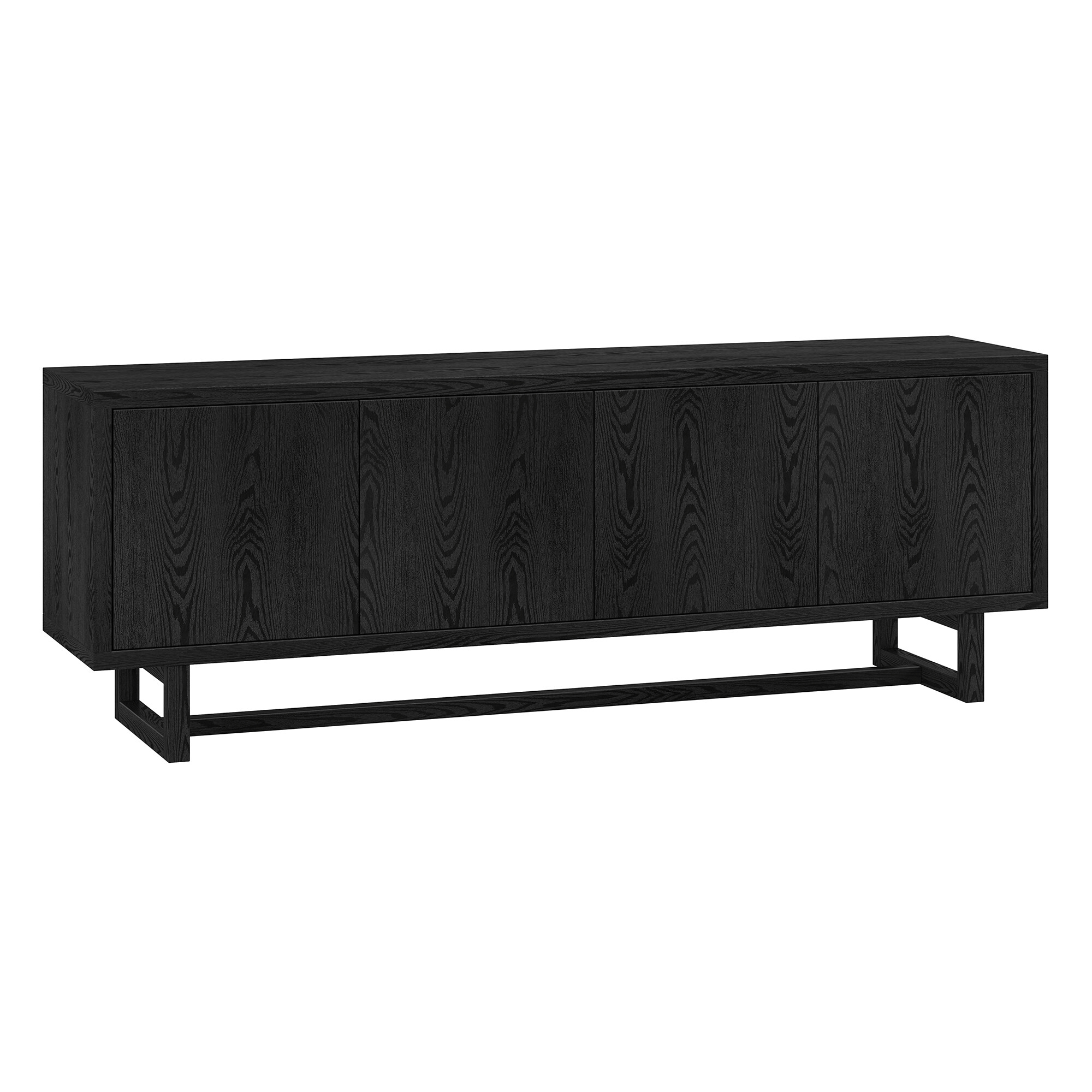 Evelyn&Zoe Cutler Rectangular TV Stand for TV's up to 75", Black Grain