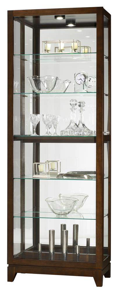 Espresso Lighted Glass Curio Cabinet with Adjustable Shelves