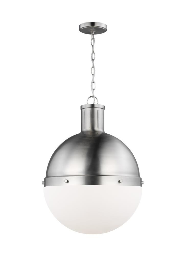 Generation Lighting Hanks 1 -Light Brushed nickel Transitional White glass Globe Large Hanging Pendant light