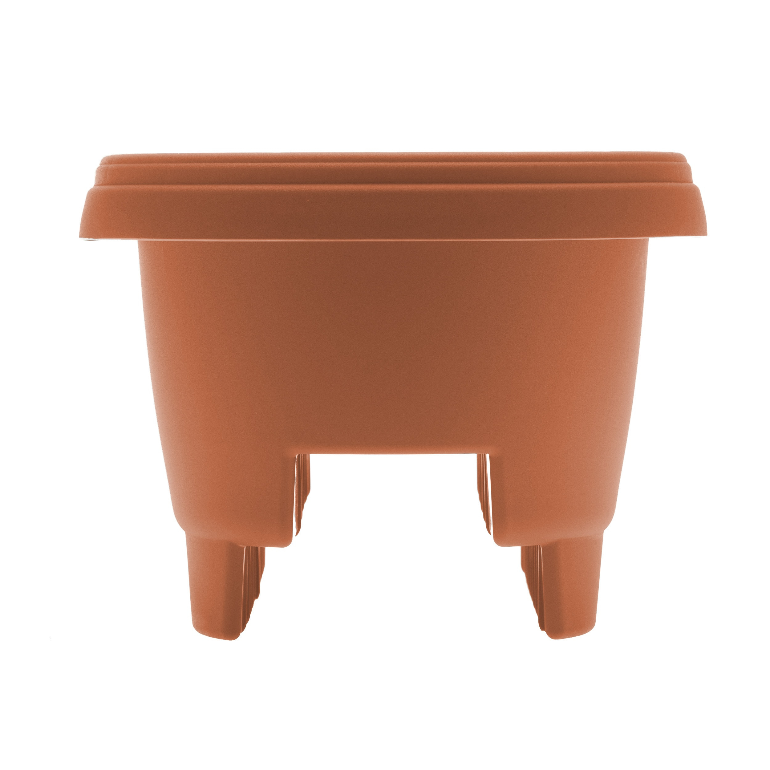 Bloem 12-in Resin Round Deck Rail Round Planter - Terra Cotta Color
