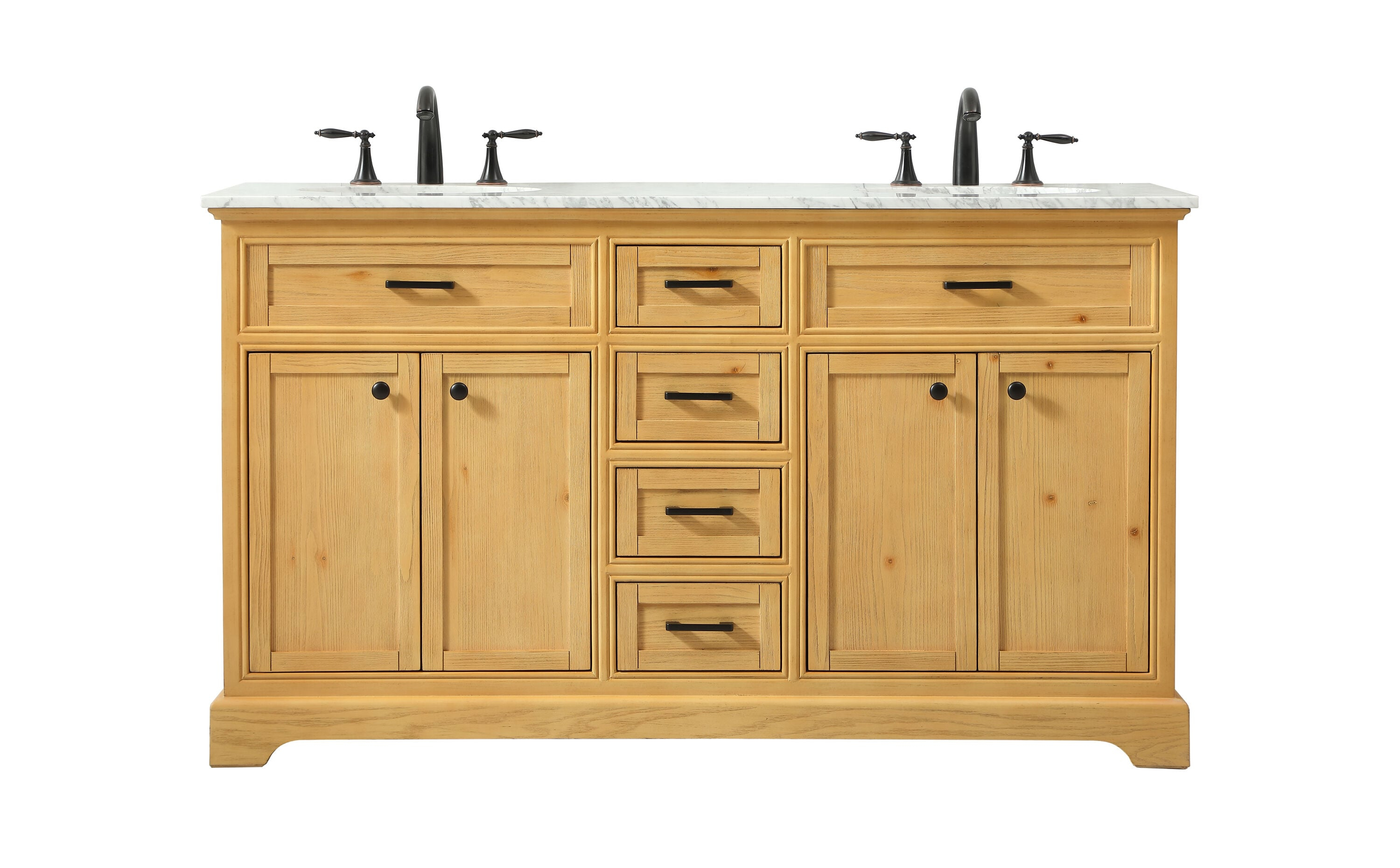 Elegant Decor Americana 60" Aluminum MDF Double Bathroom Vanity in Natural Wood