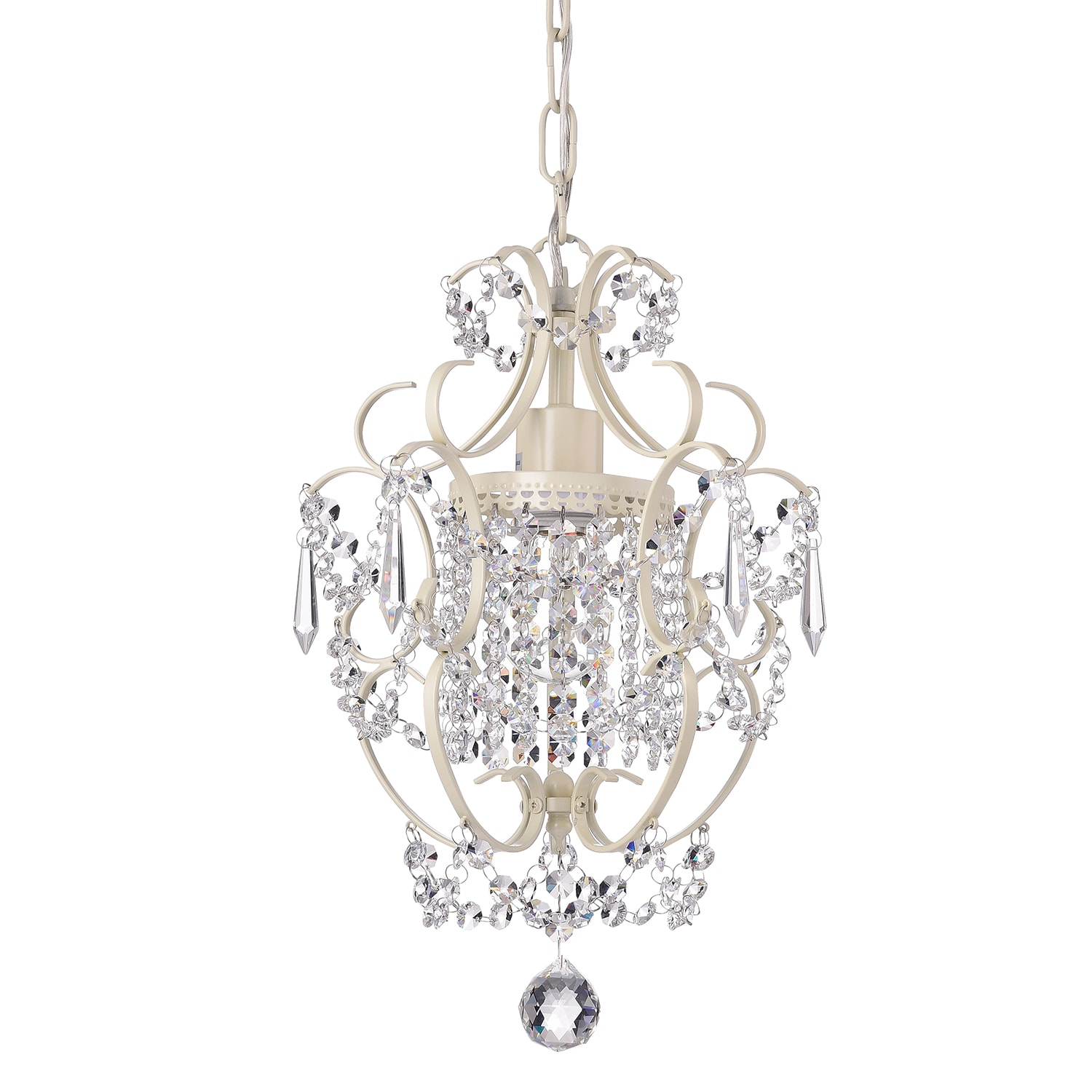 Edvivi Amorette Mini Chandelier Crystal Chandeliers, 1 Light Modern Elegant Glam Ceiling Light Fixture Ivory, Adjustable Hanging Lighting for Closet, Bedroom, Girls Room, Kitchen Island