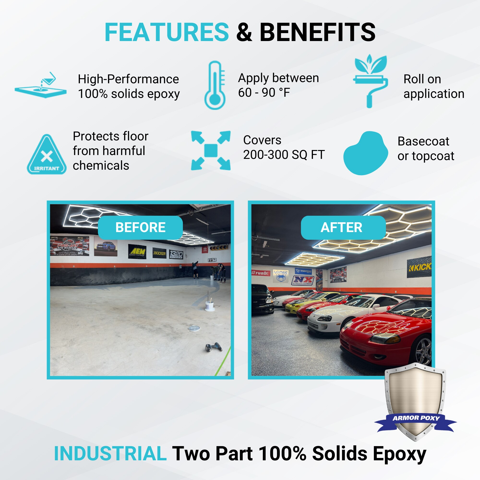 ArmorPoxy 100% Solids, Ultra Thick Epoxy With Metal Mixer, 1.5 Gallons