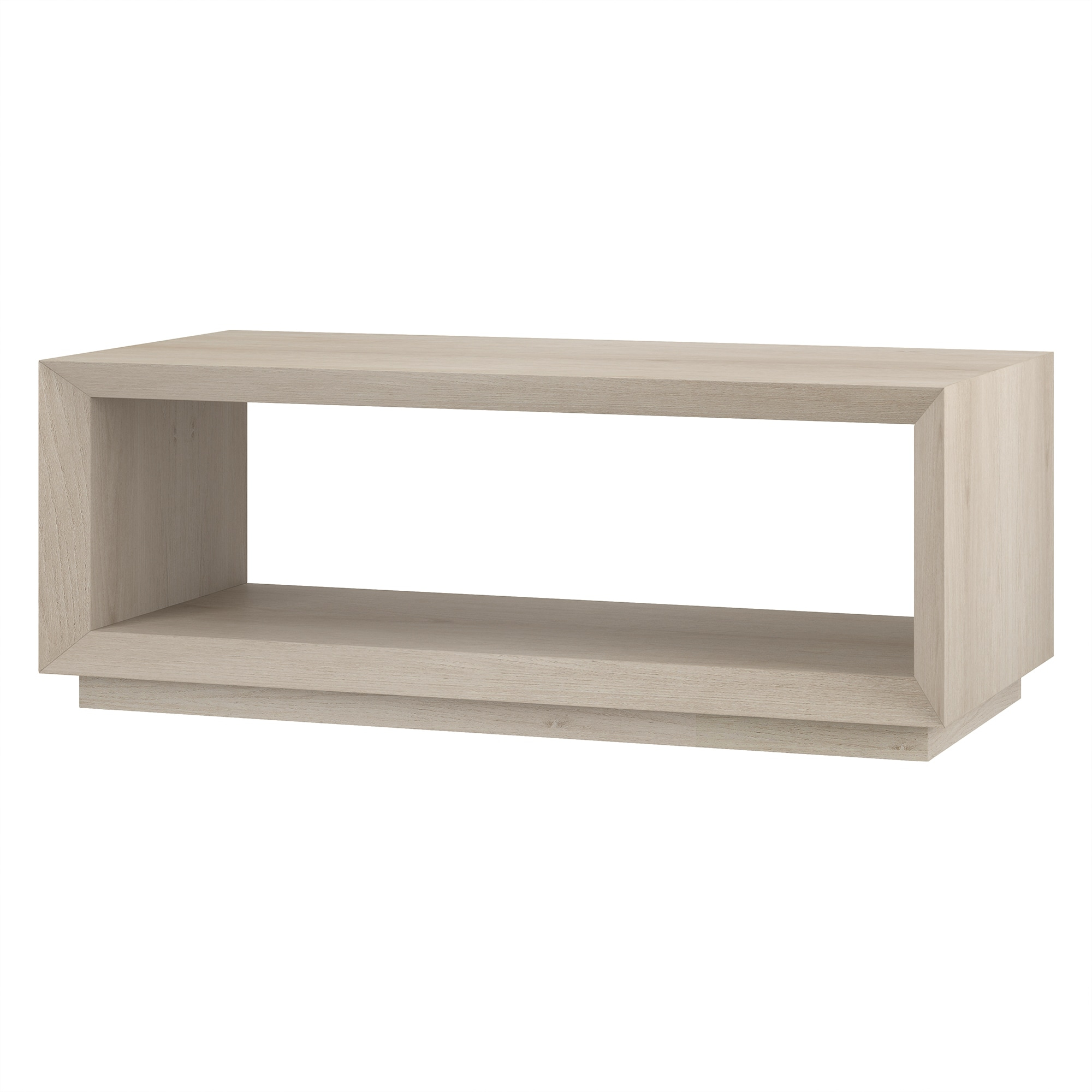 Alder White Rectangular Wood Coffee Table with Plinth Base