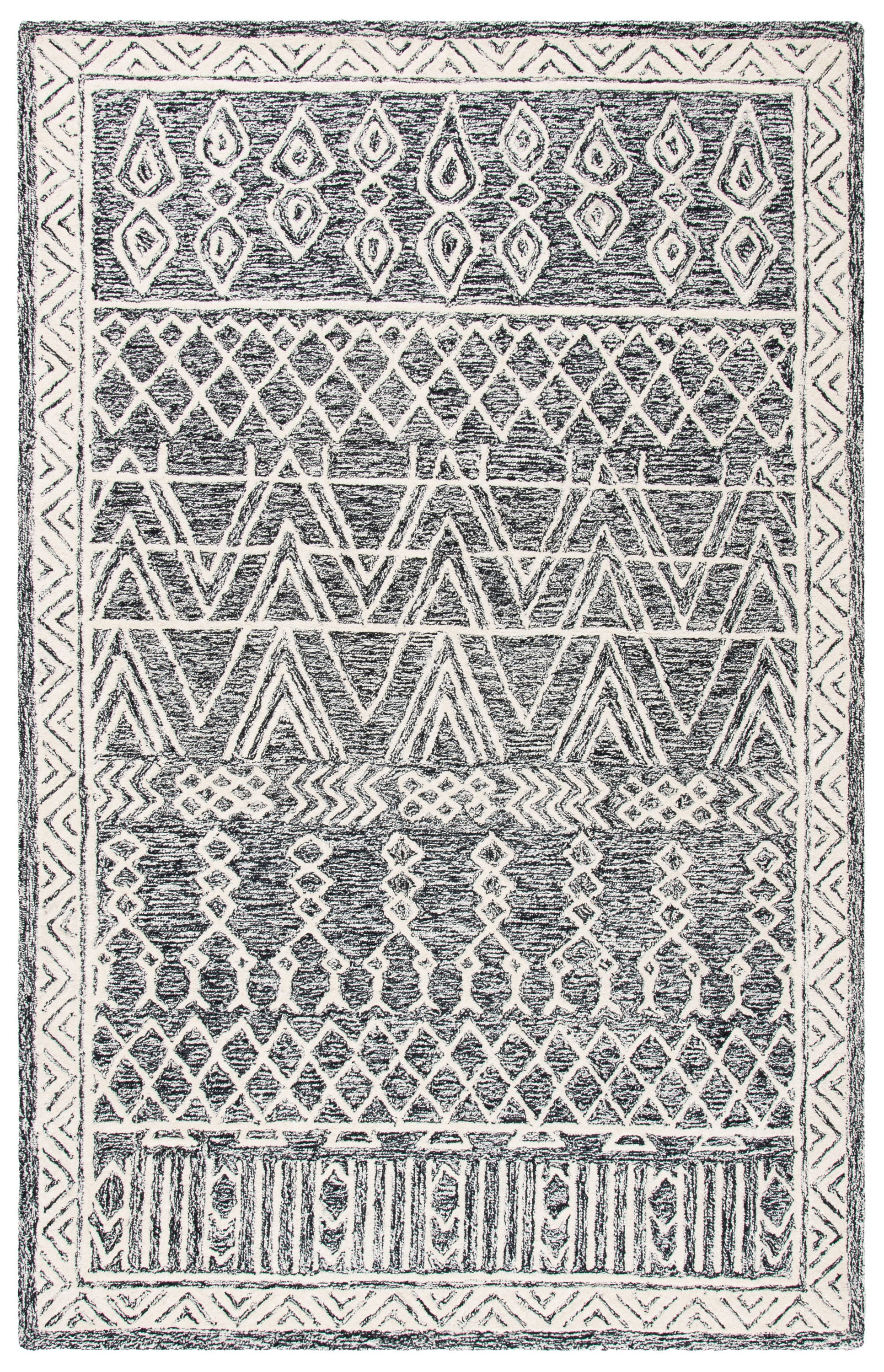 SAFAVIEH Abstract Alastar Geometric Area Rug, Ivory/Black, 9' x 12'