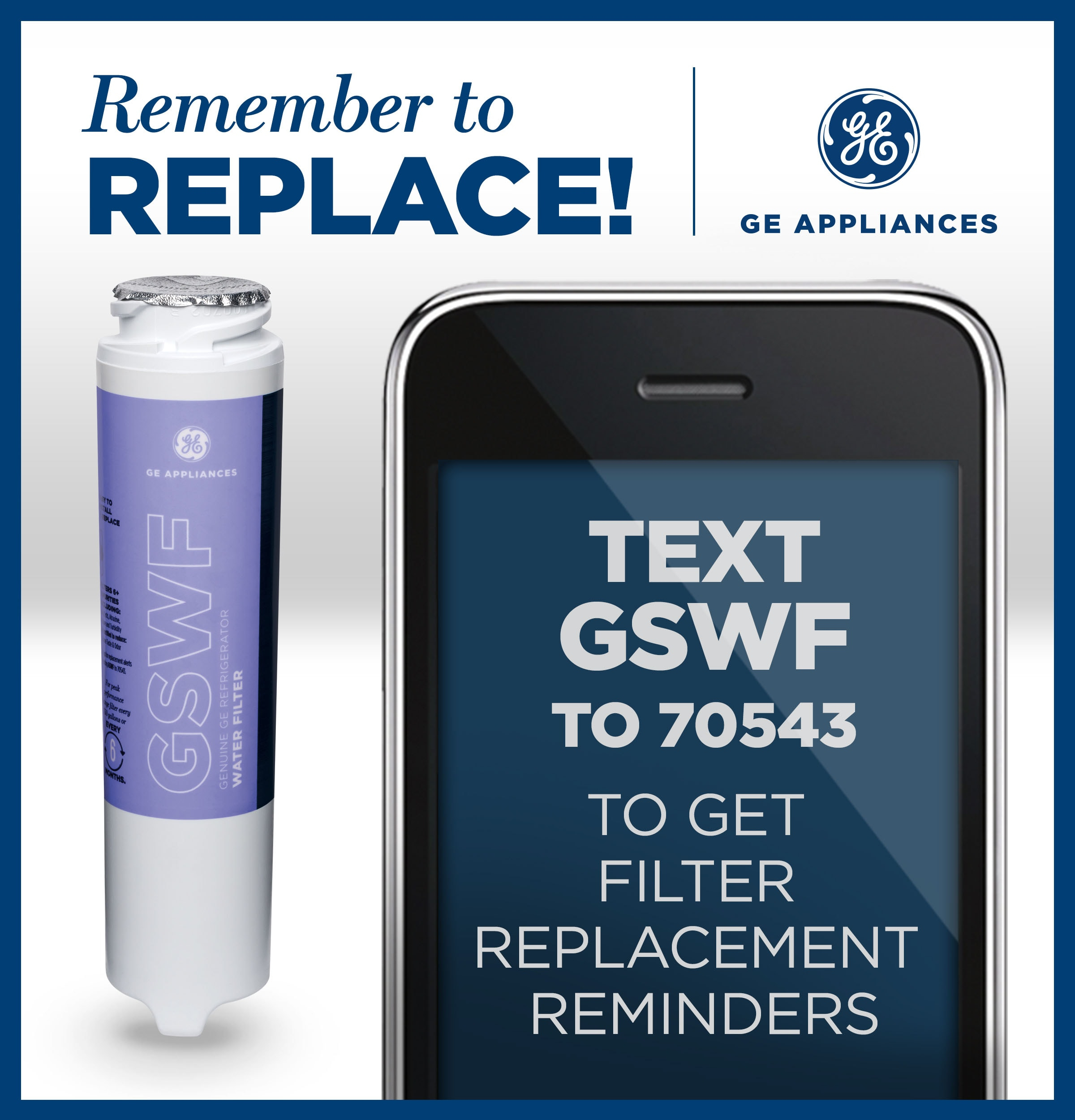 GE GSWF SmartWater Slim Refrigerator Water Filter