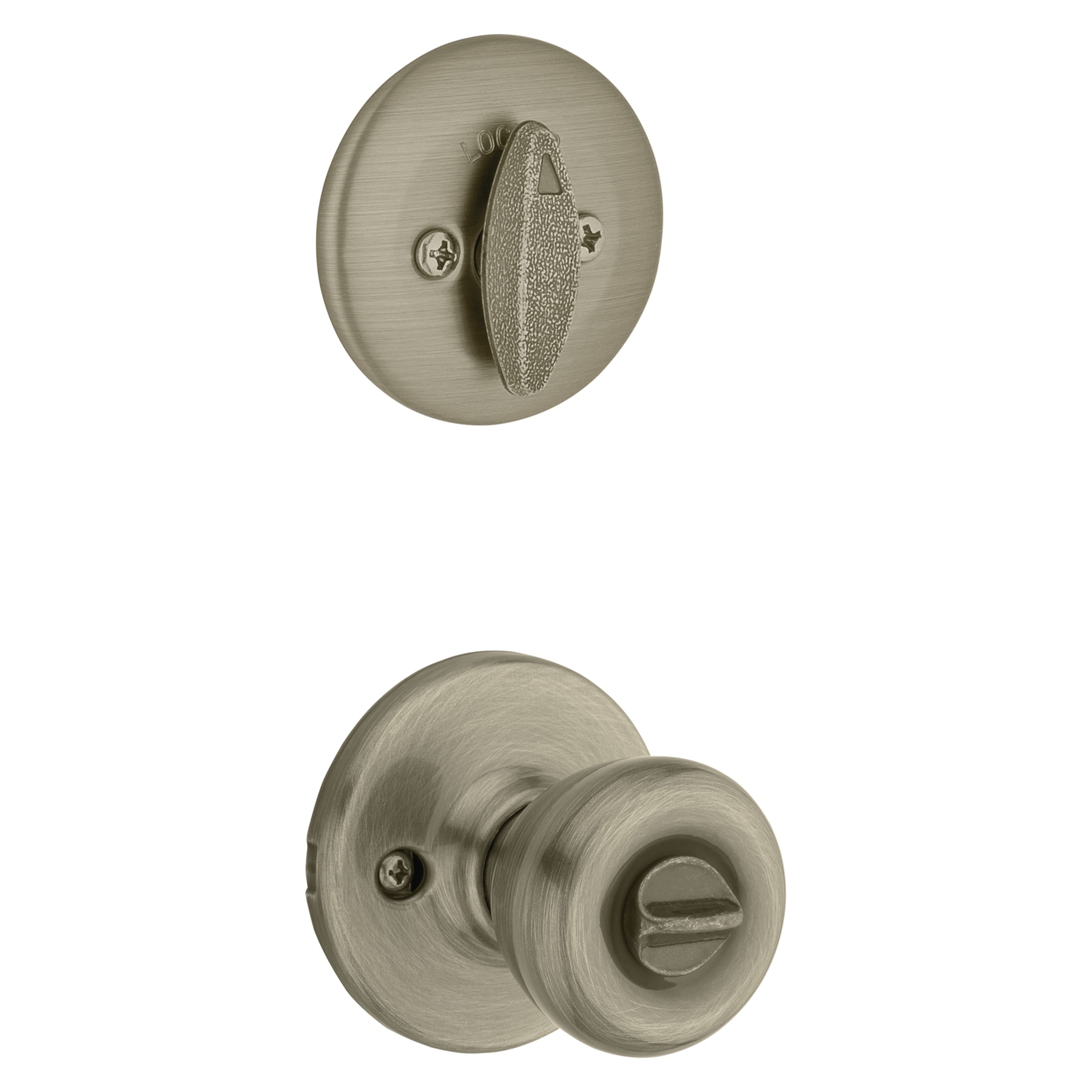 Tylo Antique Brass Exterior Entry Door Knob and Double Cylinder Deadbolt Combo Pack