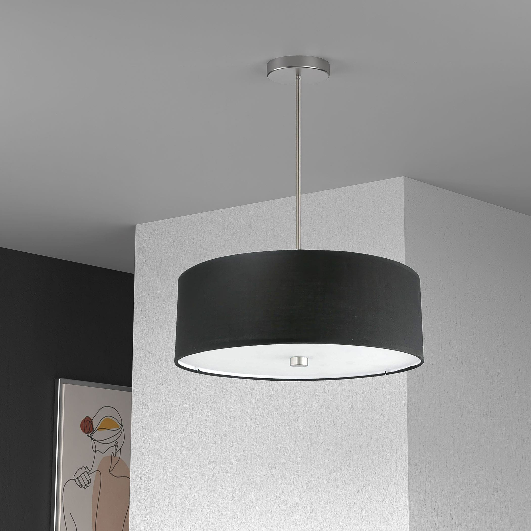 Dainolite 4LT Incandescent Pendant SC w/ Black Shade