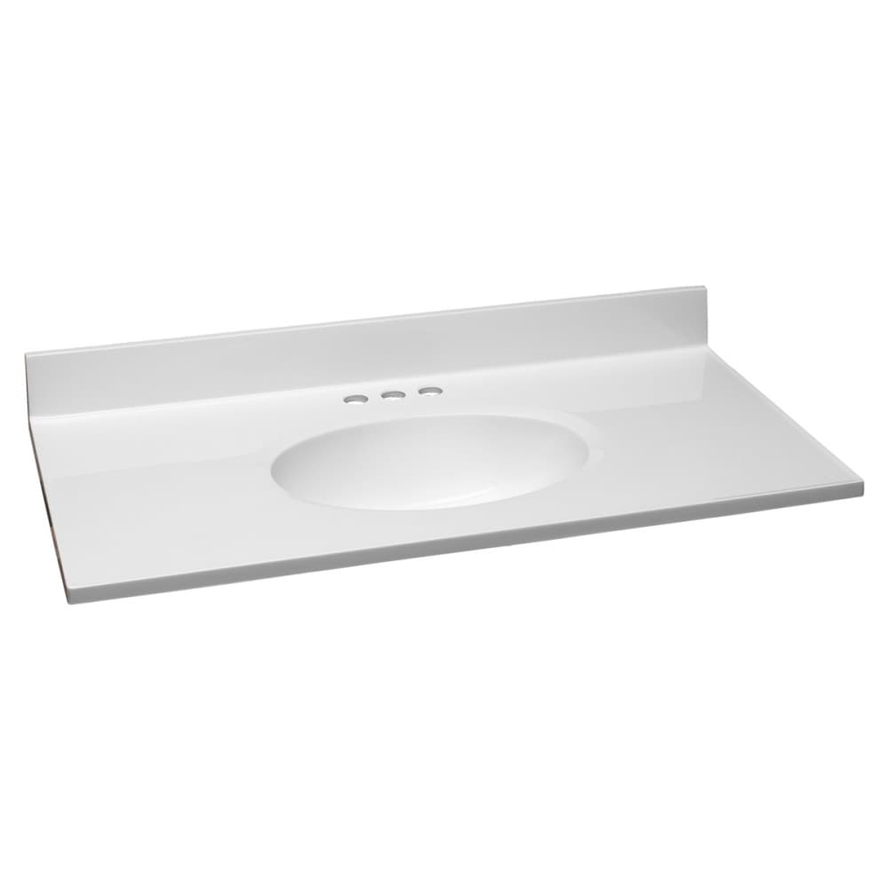 Design House 586206-37-inch Cultured Marble Vanity Top with Backsplash-Improved Package in White