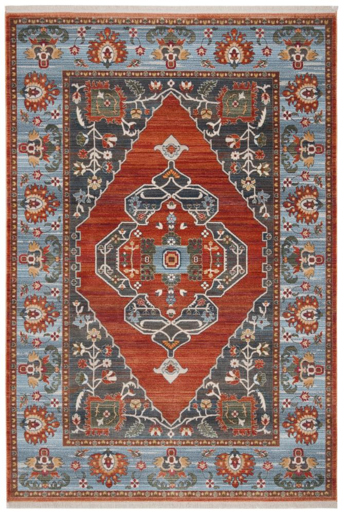 SAFAVIEH Vintage Persian Yvonne Floral Bordered Polyester Area Rug, Rust/Blue, 3' x 5'