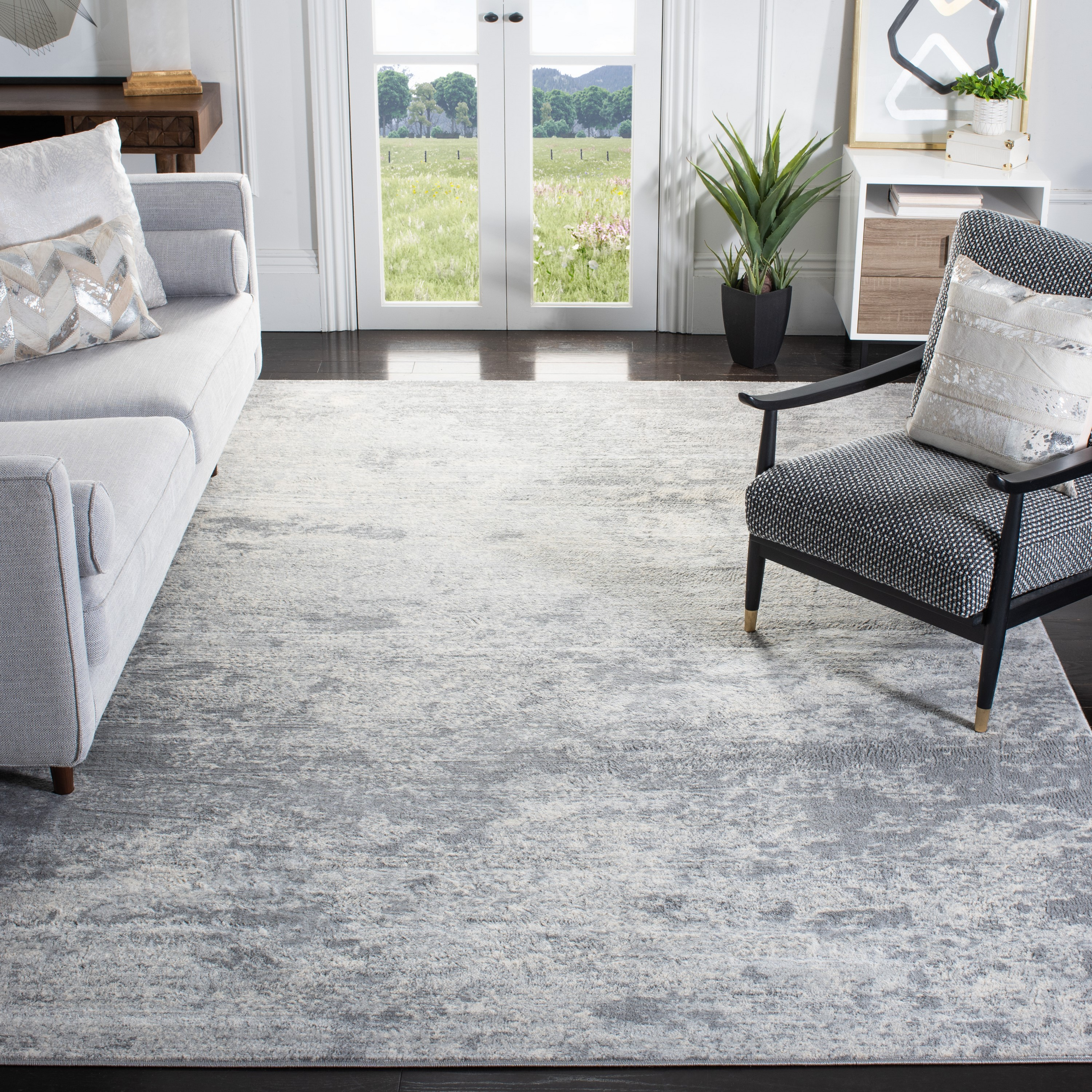 SAFAVIEH Brentwood Alaia Abstract Area Rug, 12' x 18', Grey/Ivory