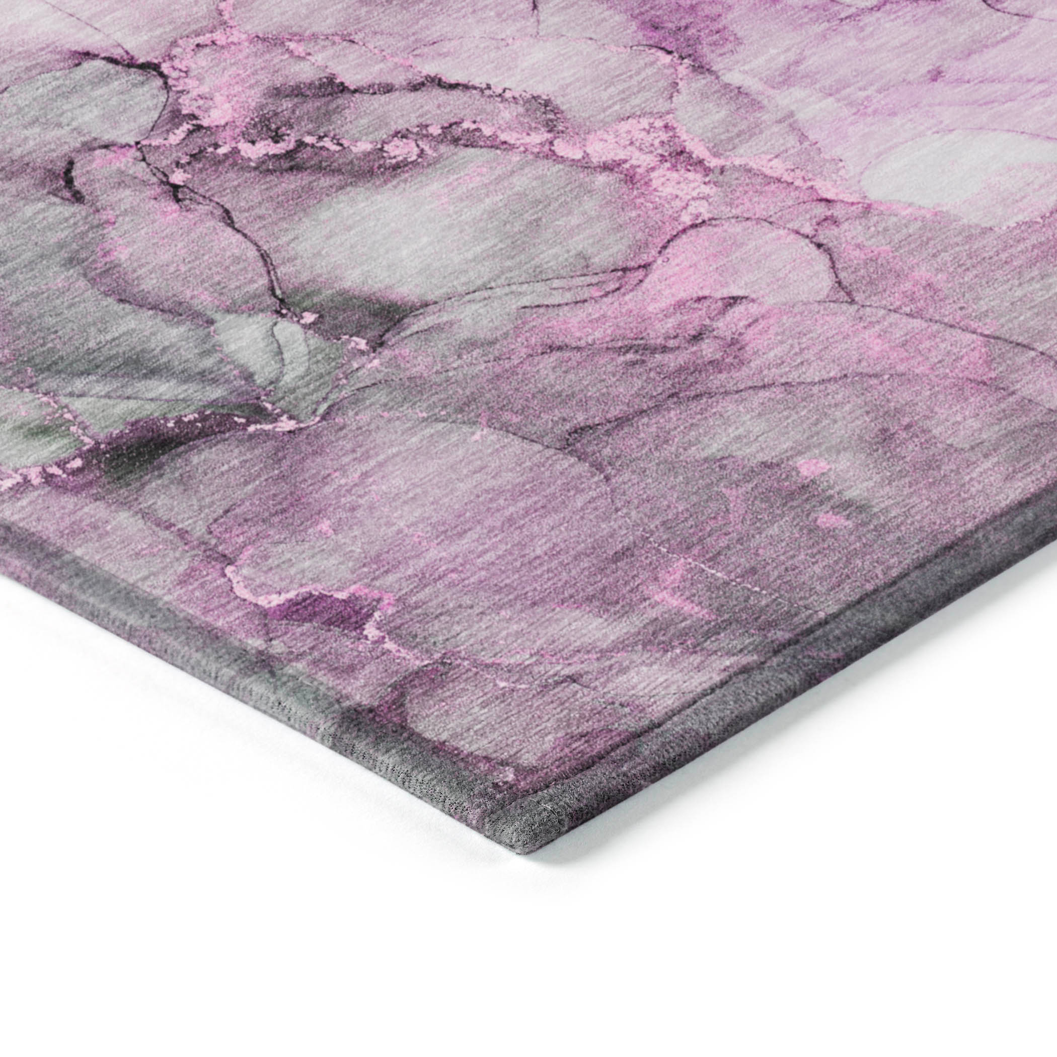 Pink Watercolor Pattern Machine Washable Synthetic Rug
