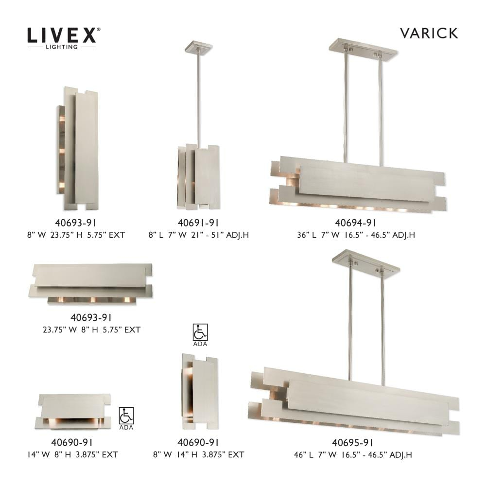 Modern Brushed Nickel 5-Light Linear Chandelier