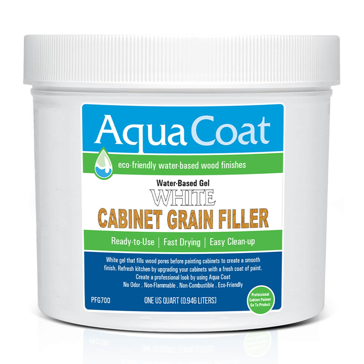 Aqua Coat Water-Based White Cabinet Wood Grain Filler Gel – Fast Drying, Low Odor White Wood Filler, Sandable & Paintable for Interior & Exterior Repairs, Upgrades & Restorations – 32 oz