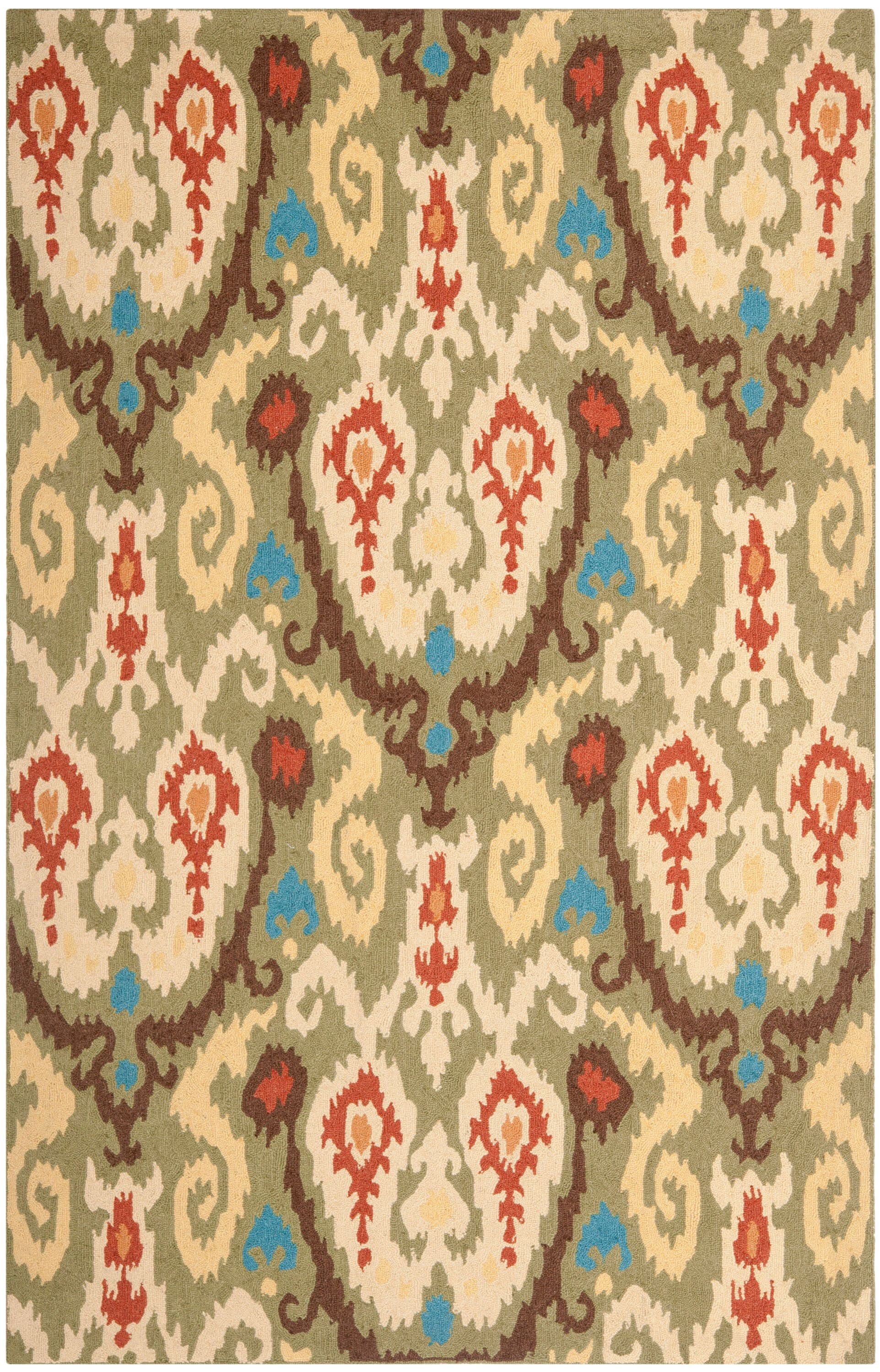 SAFAVIEH Chelsea Landen Southwestern Wool Area Rug, Green/Multi, 5'3" x 8'3"