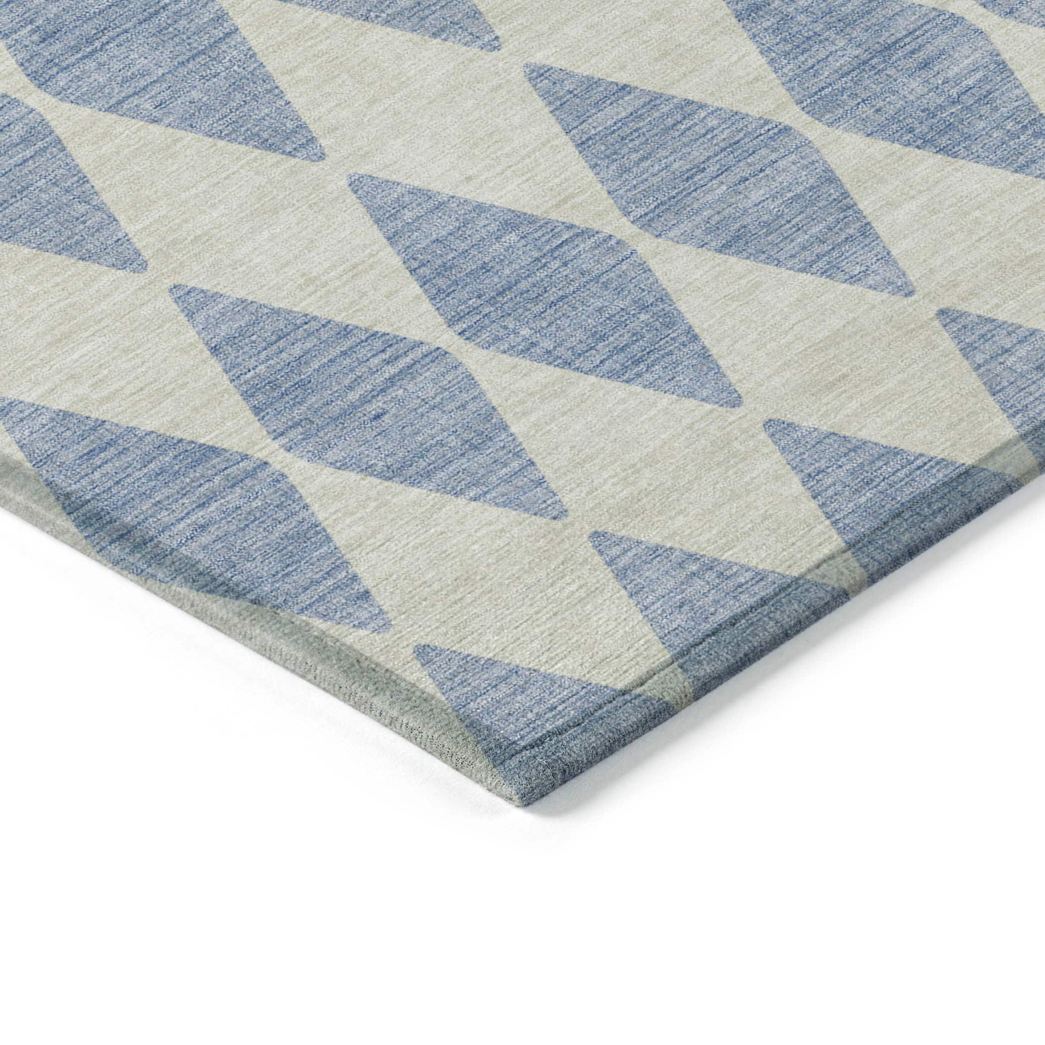 Sky Blue Diamond Pattern Washable Synthetic Rug 1'8"x2'6"
