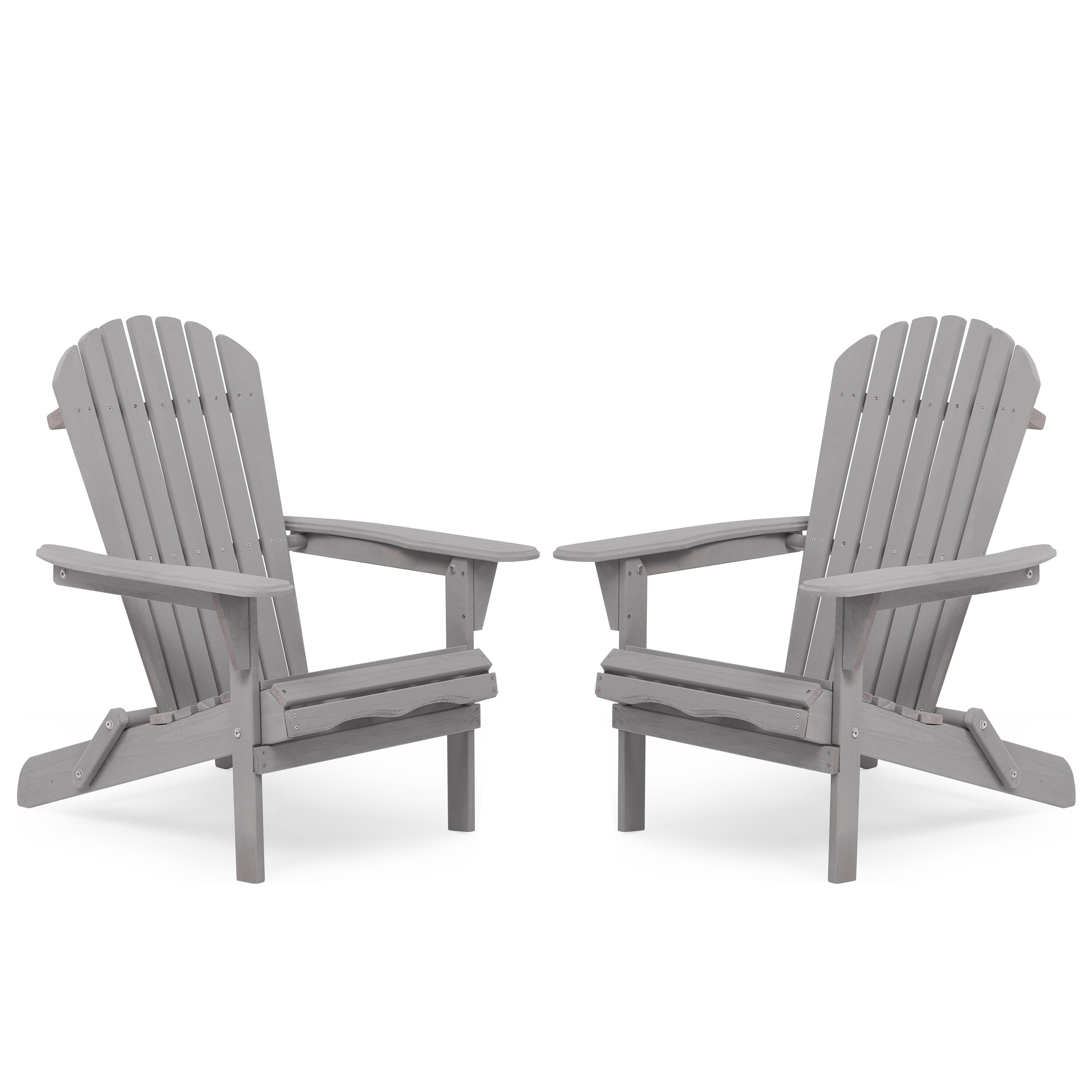 Triple Tree Wood Adirondack Folding Chairs - Set of 2, Gray