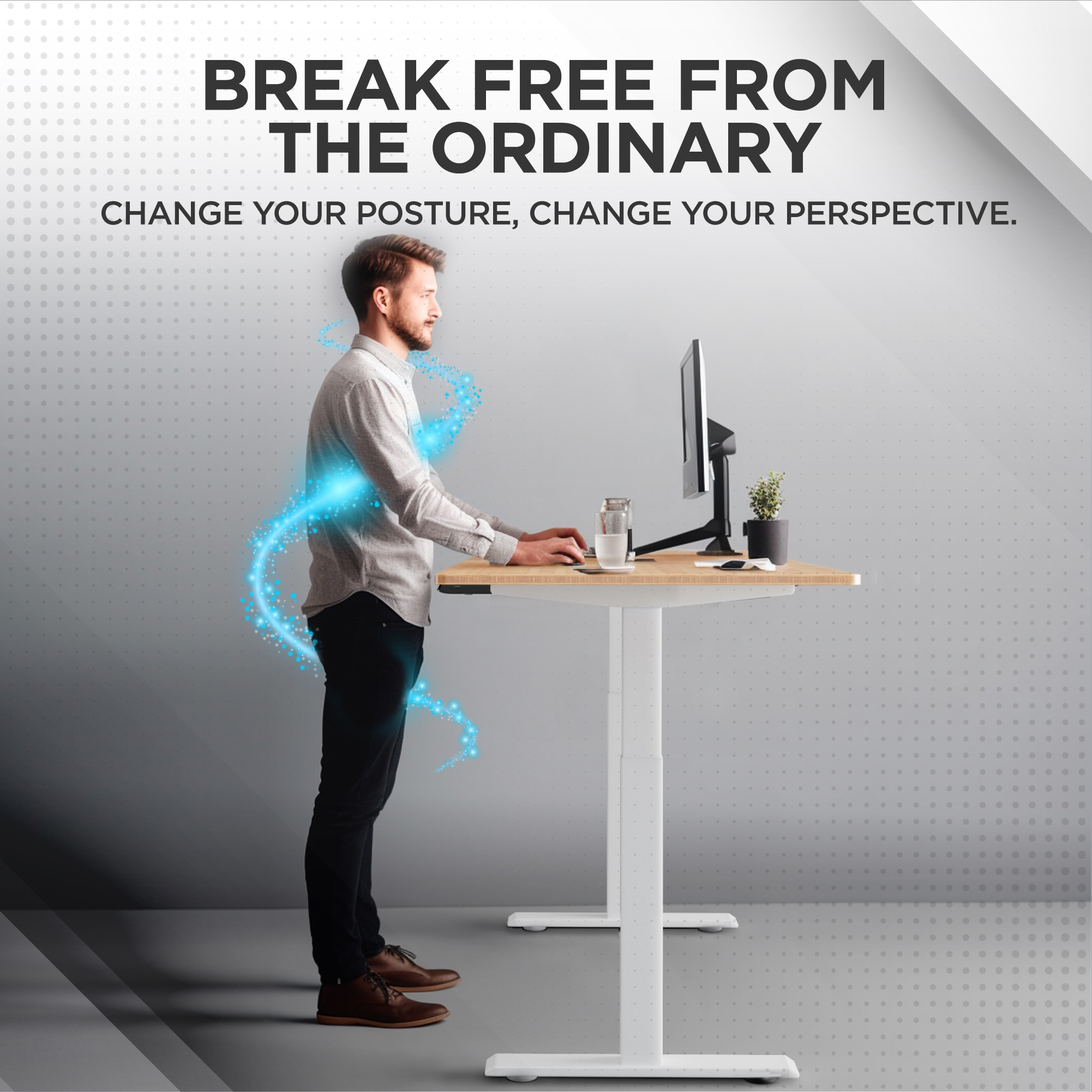 Rise UP Electric Standing Desk adjustable height desk 24-49" dual motor one piece 60x30" bamboo desktop height adjustable desk adjustable standing desk stand up desk sit to stand desk rising desk