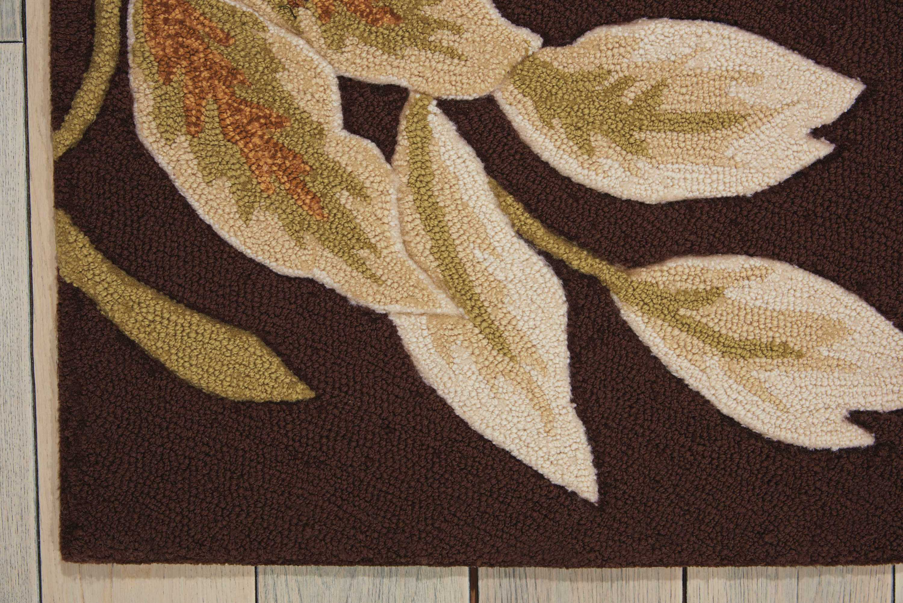 Enchanted Garden Chocolate Brown Floral Hand-Hooked Runner Rug