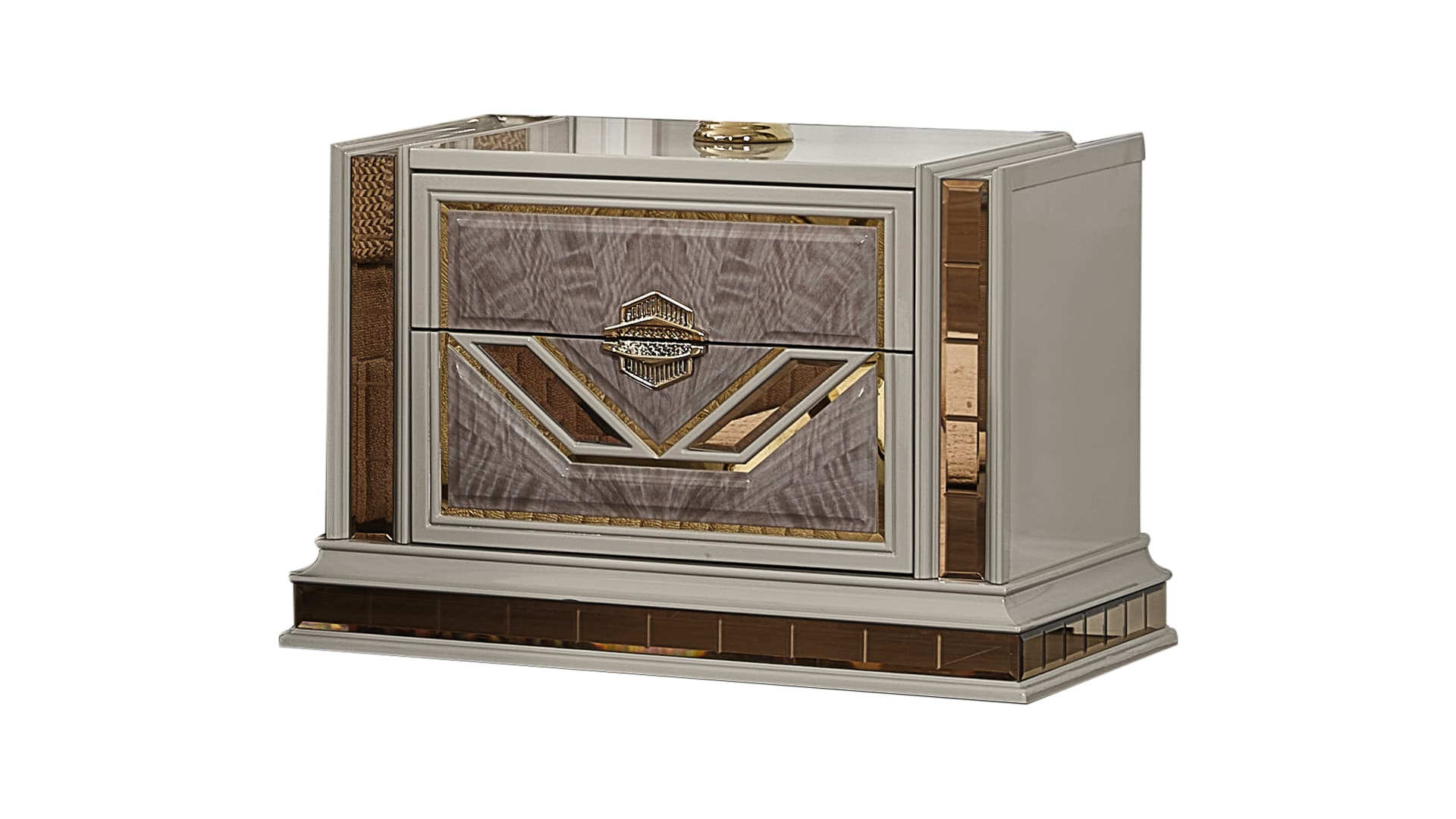 Omary Traditional Style Nightstand with gold Accent made with Wood in Beige
