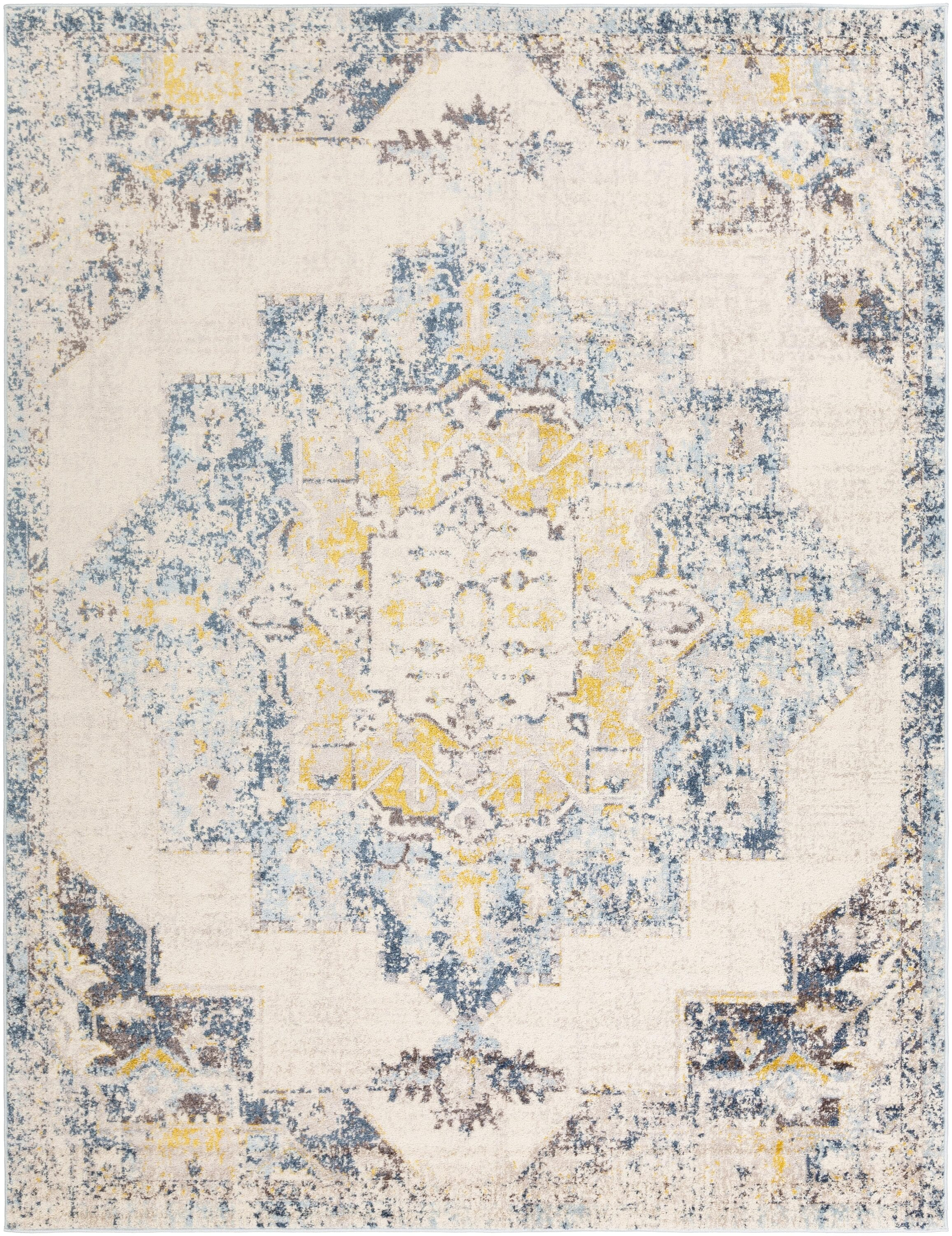 Livabliss Ankara Vintage Medallion Area Rug,7'10" x 10'2",Sky Blue