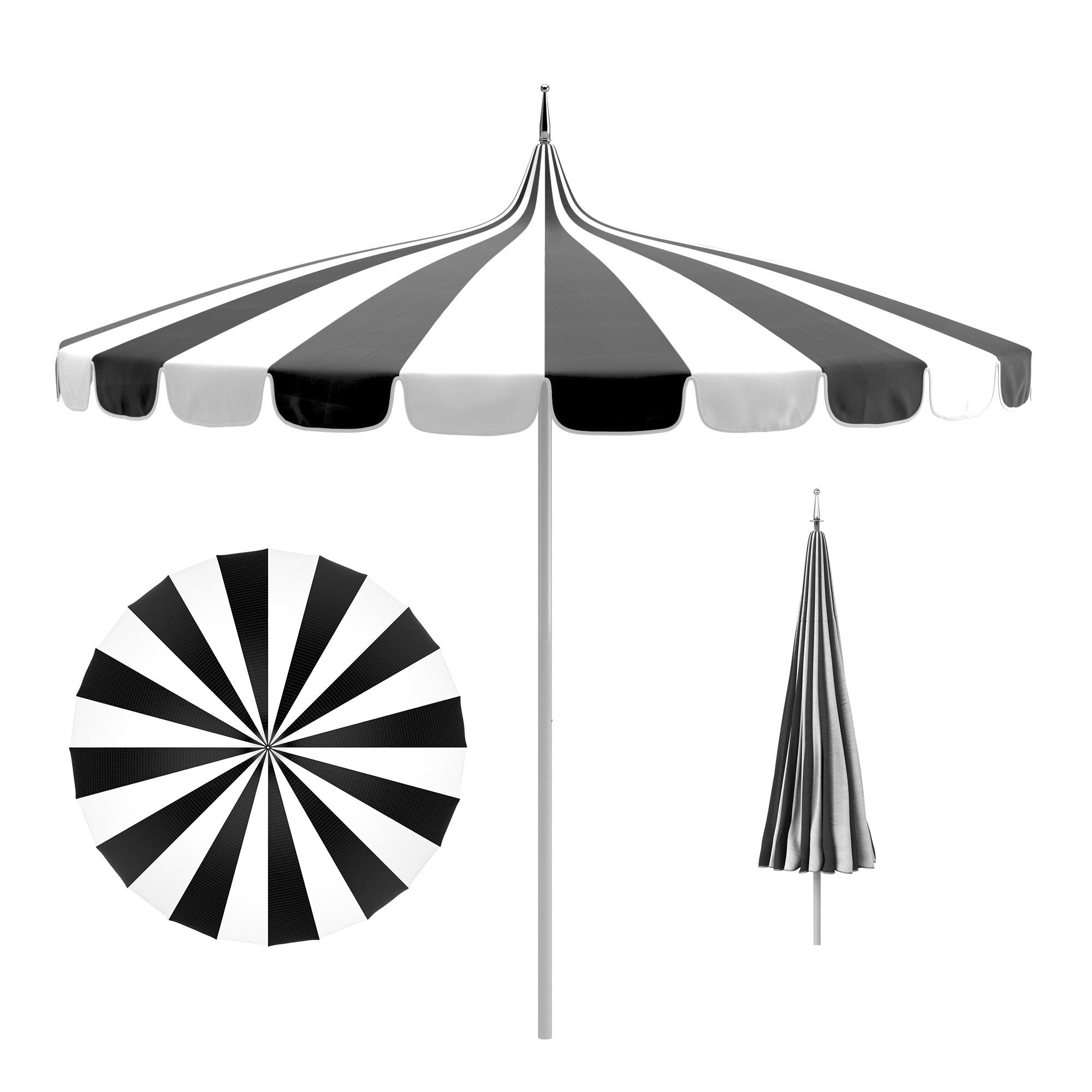California Umbrella Pagoda 8.5-ft. Striped Pacifica Patio Umbrella
