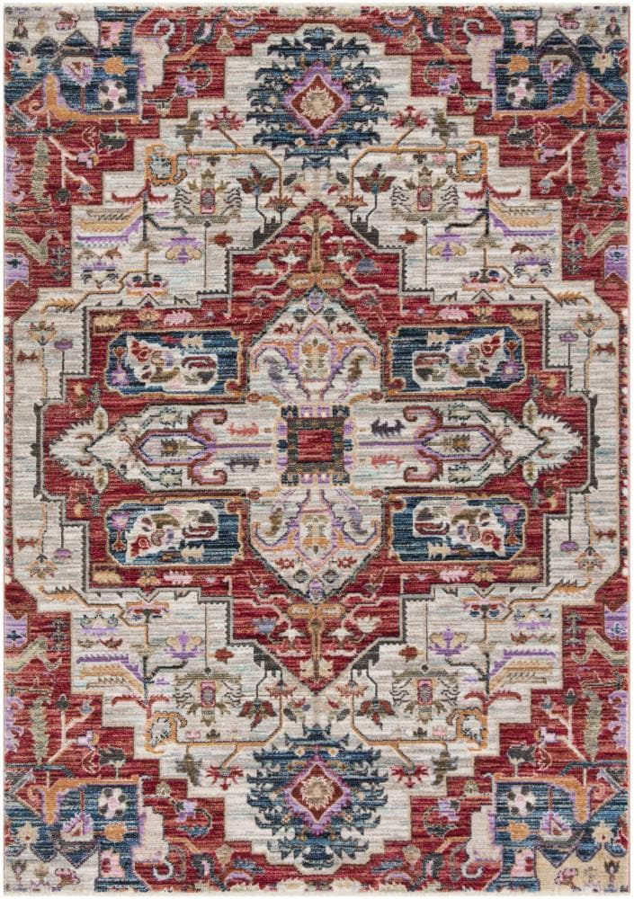 SAFAVIEH Nirvana Comhgham Geometric Area Rug, Cream/Red, 5' x 7'
